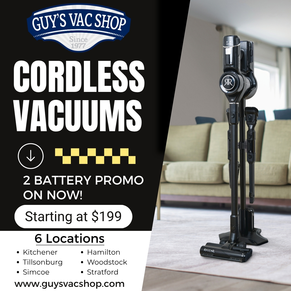 Guy's Vac Shop Facebook ad: Vacuum Cleaner Sales, Central Vacuum & Vacuum Repair in…