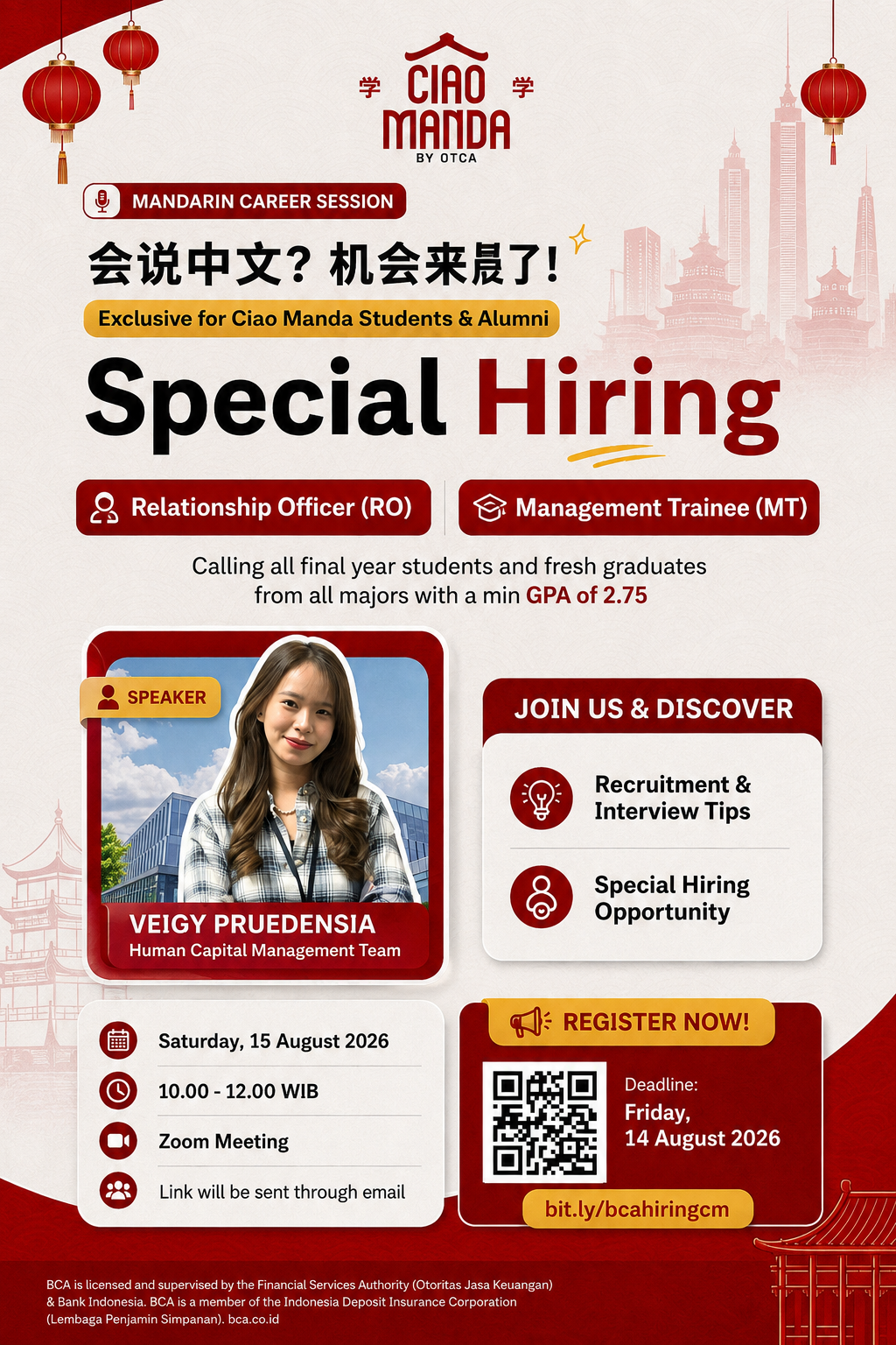 Ciao Manda Facebook ad: Special Hiring BCA untuk Ciao Manda Students & Alumni