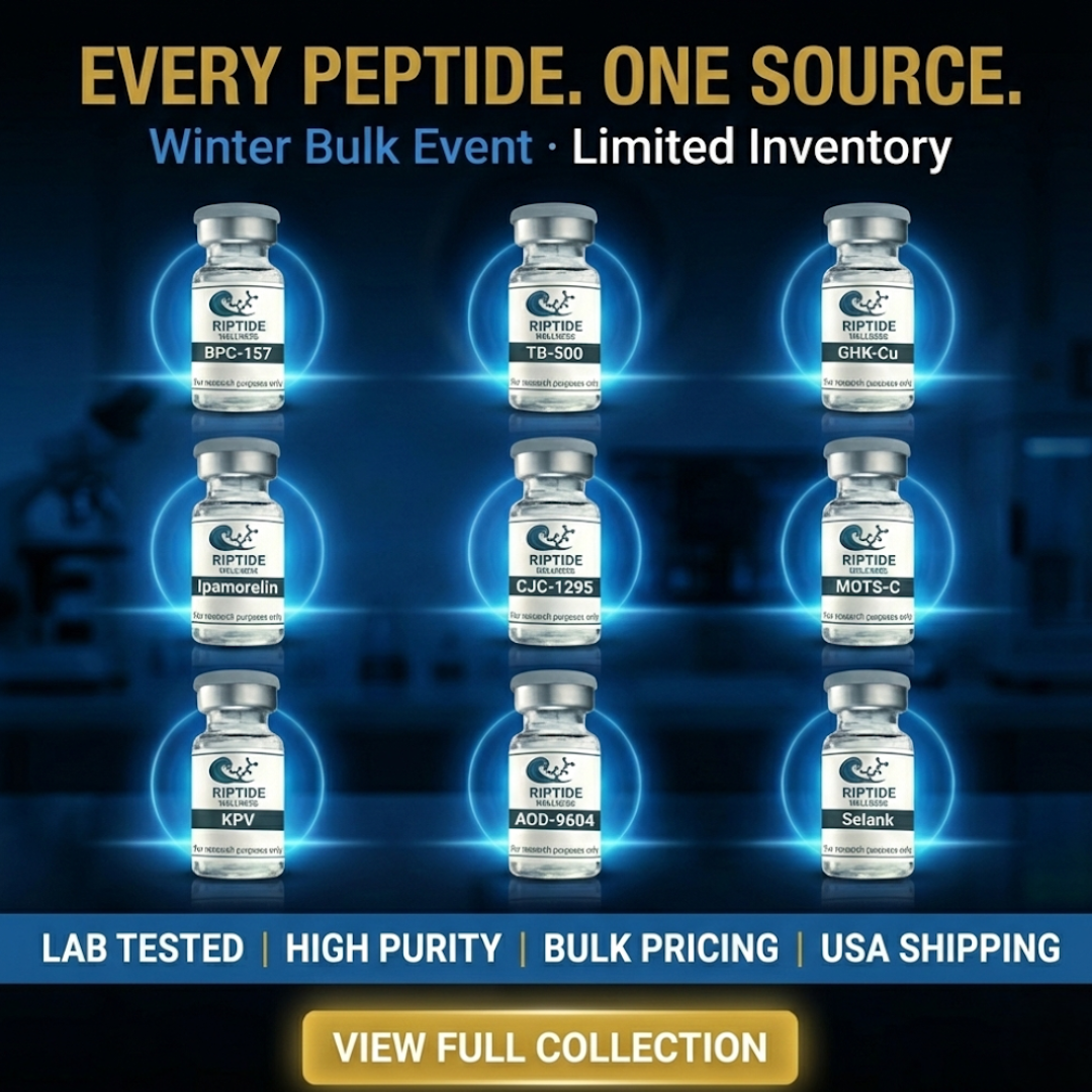 Riptide Wellness Facebook ad: Shop Research Peptides Now