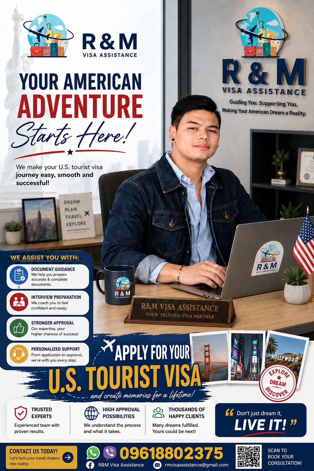 R&M Visa Assistance Facebook ad: YOUR AMERICAN ADVENTURE STARTS HERE!