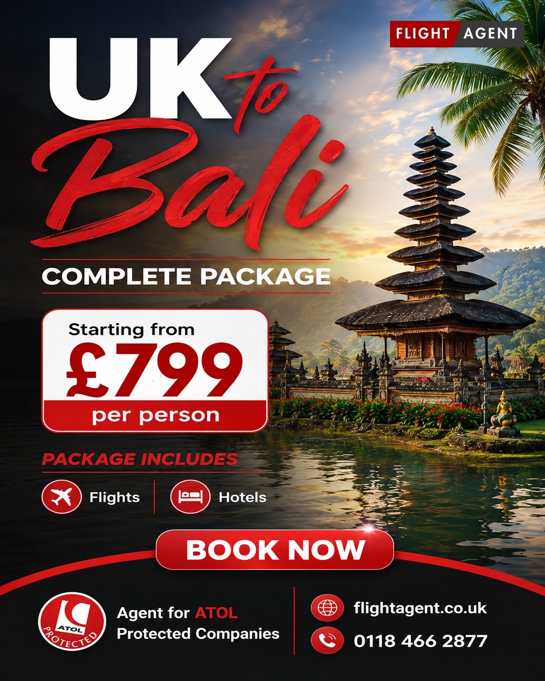 Flight Agent Facebook ad: Bali Complete Package | From £799/pp