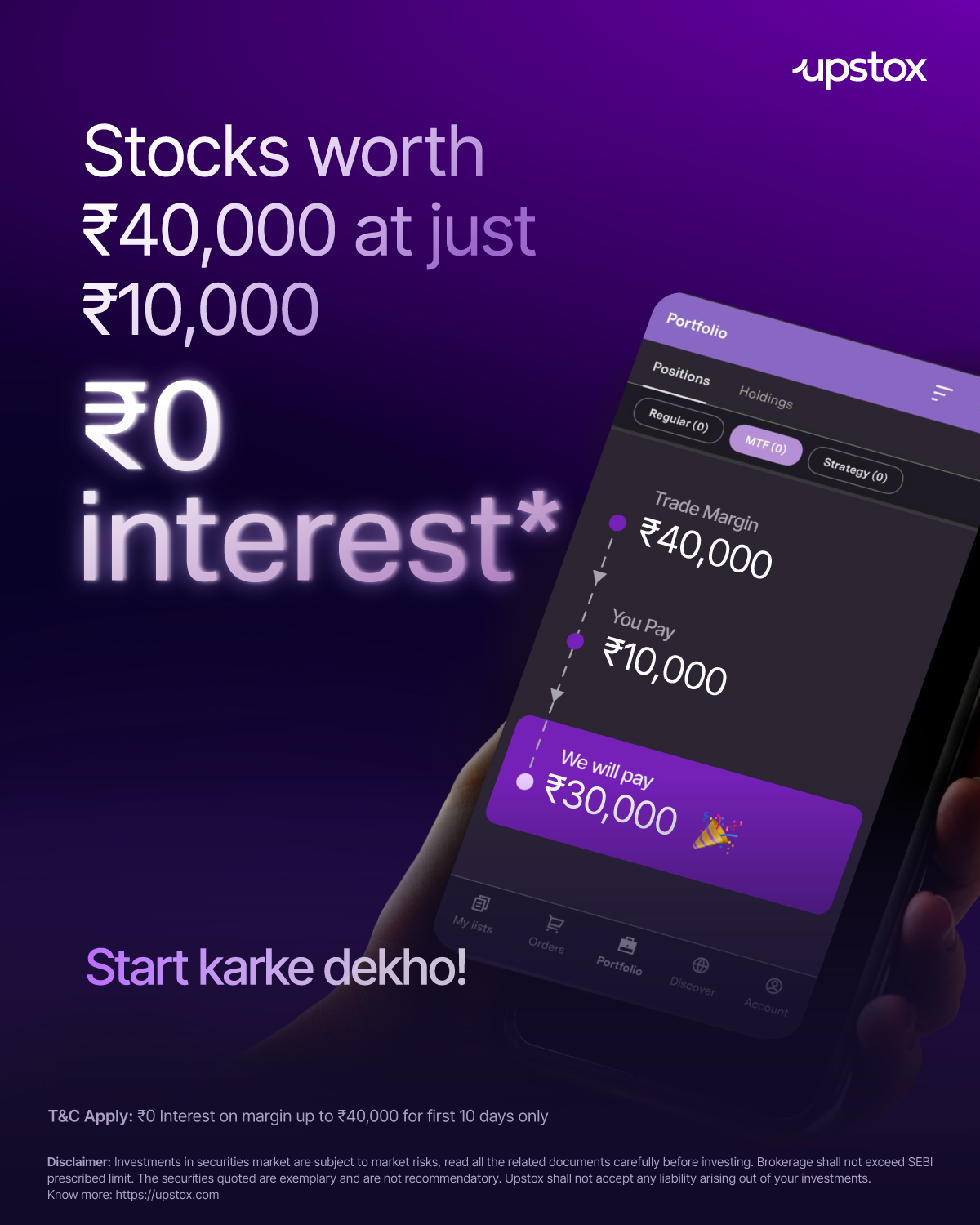 Upstox Facebook ad: Open your FREE Demat now!
