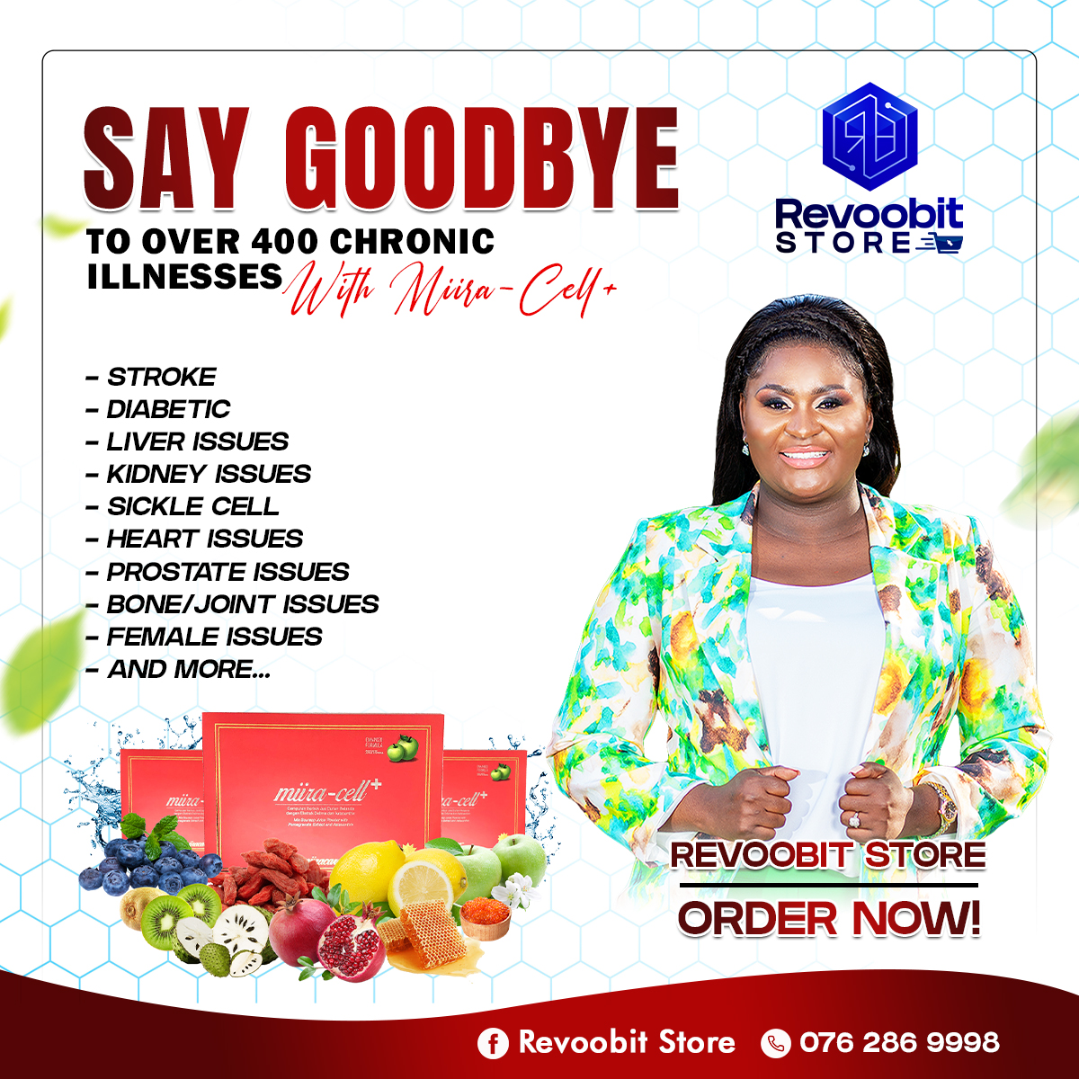 Revoobit Store Facebook ad: Your body is crying for help.