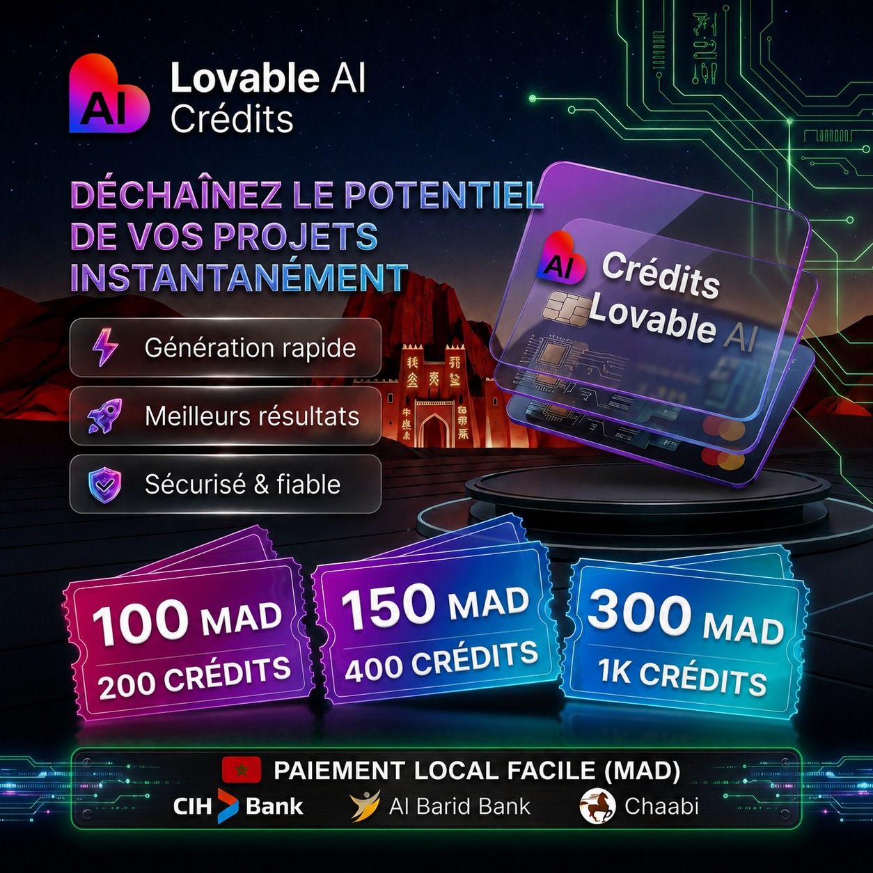 Lovable Credits MA Facebook ad: Boostez vos projets SaaS avec les crédits Lovable.dev!