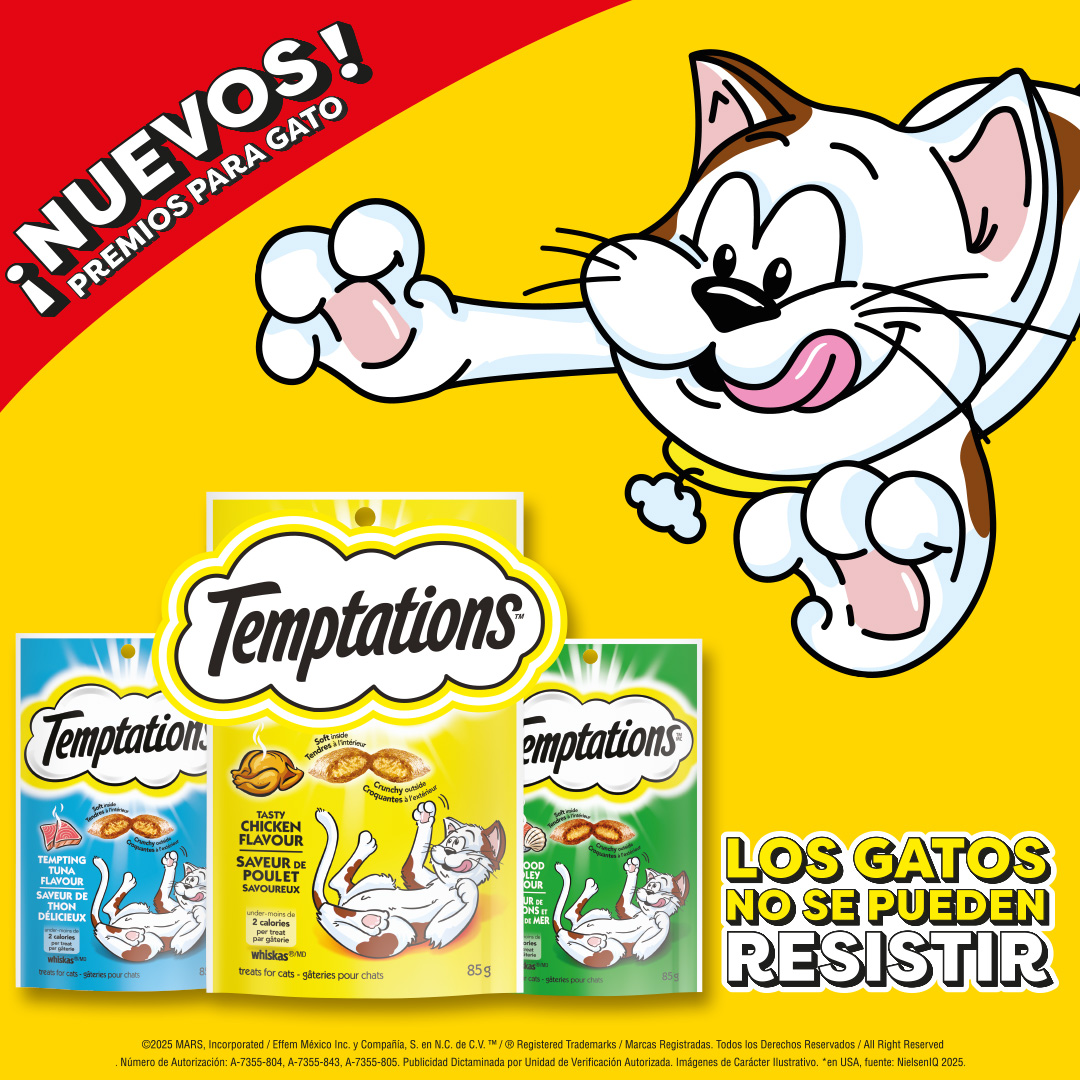Temptations México Facebook ad: ¡Conoce los nuevos premios favoritos de tu gato!