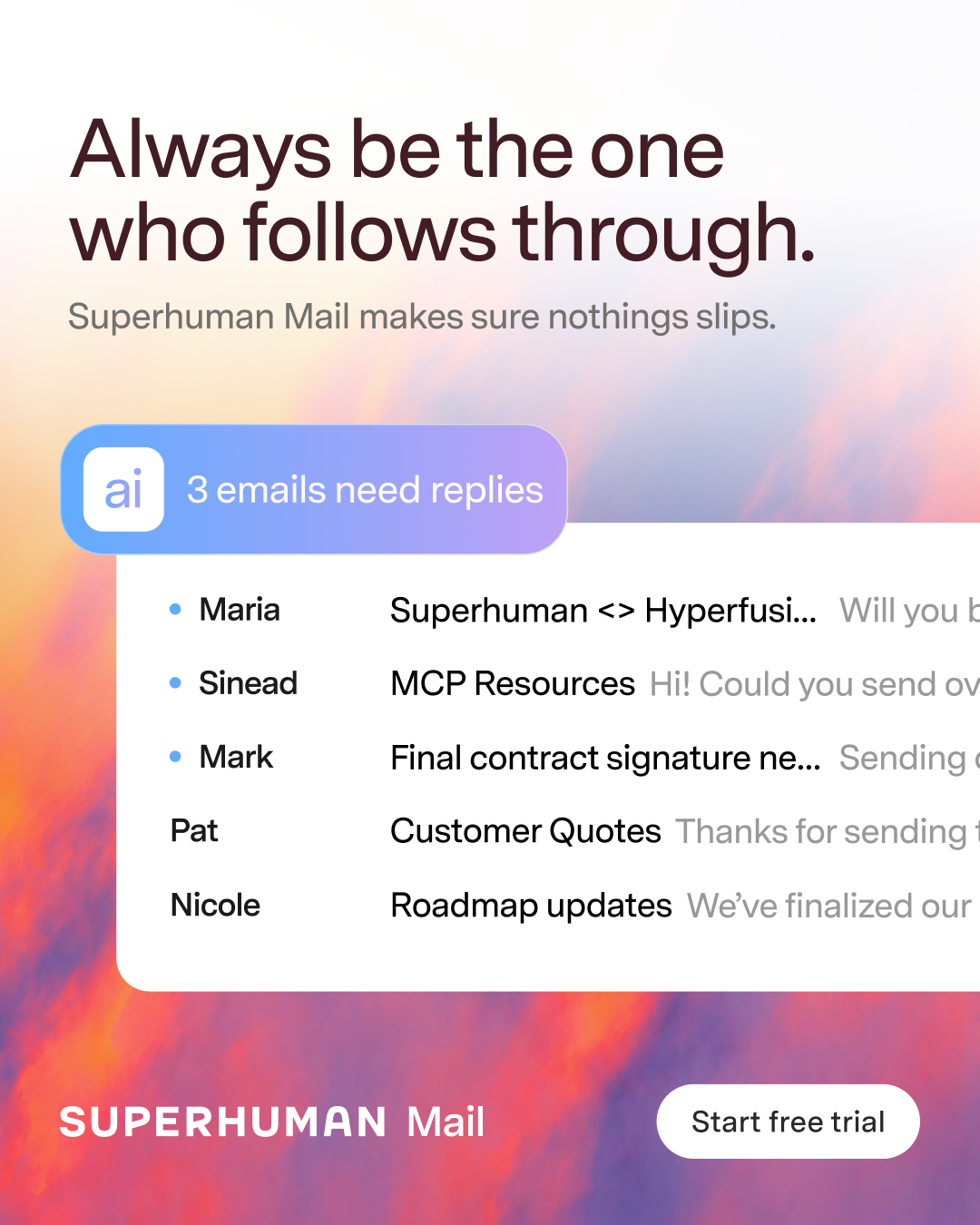 Superhuman Mail Facebook ad