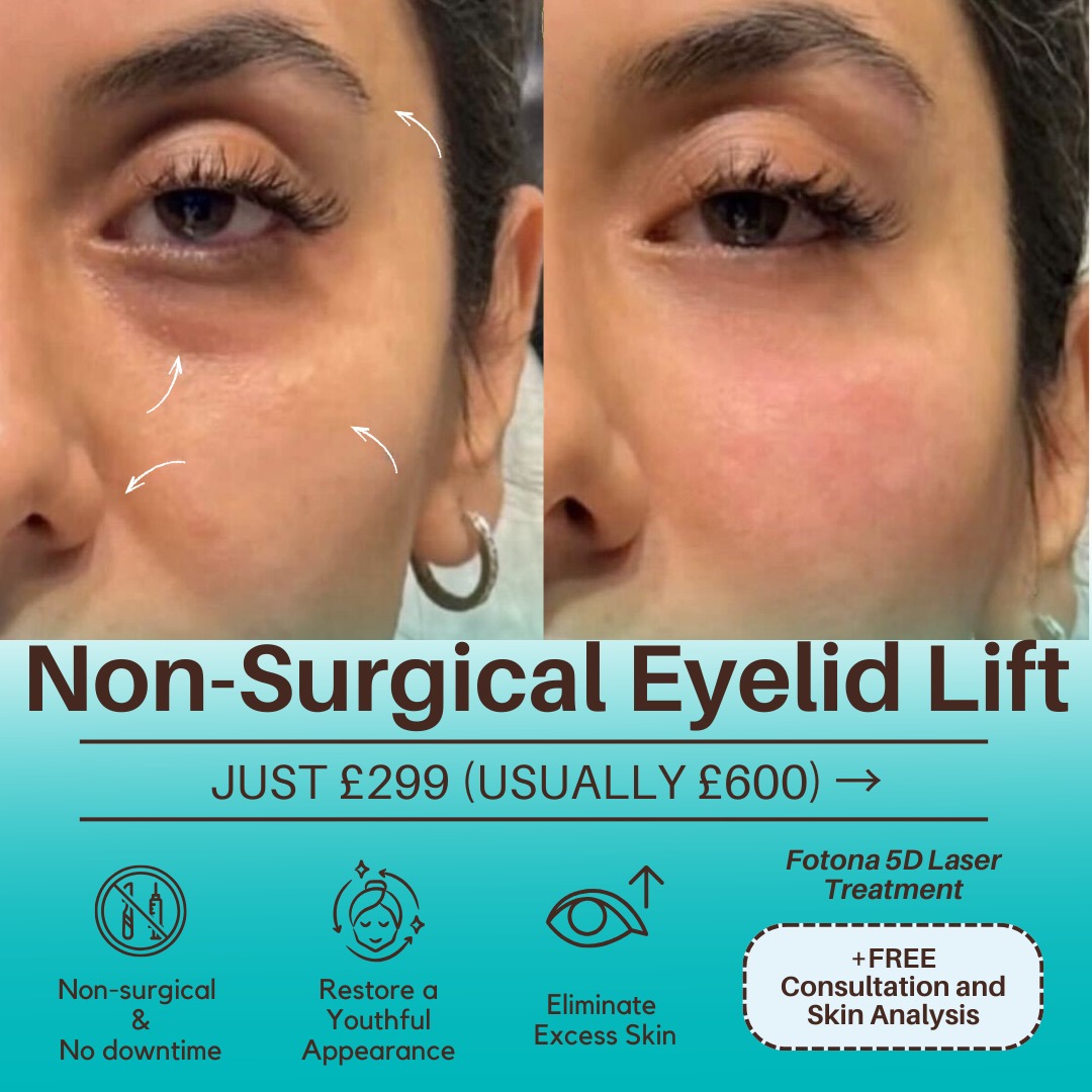 skinclinicmbl Facebook ad: Non-Surgical Eyelid Lift - Just £299 (was £600)!