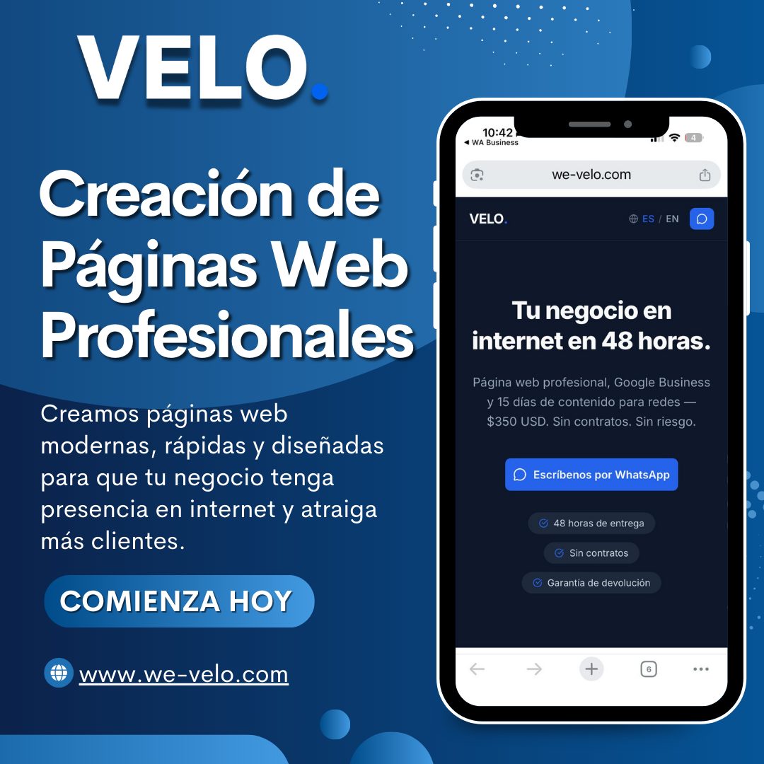 VELO Facebook ad: Haz que tu negocio también esté en internet.