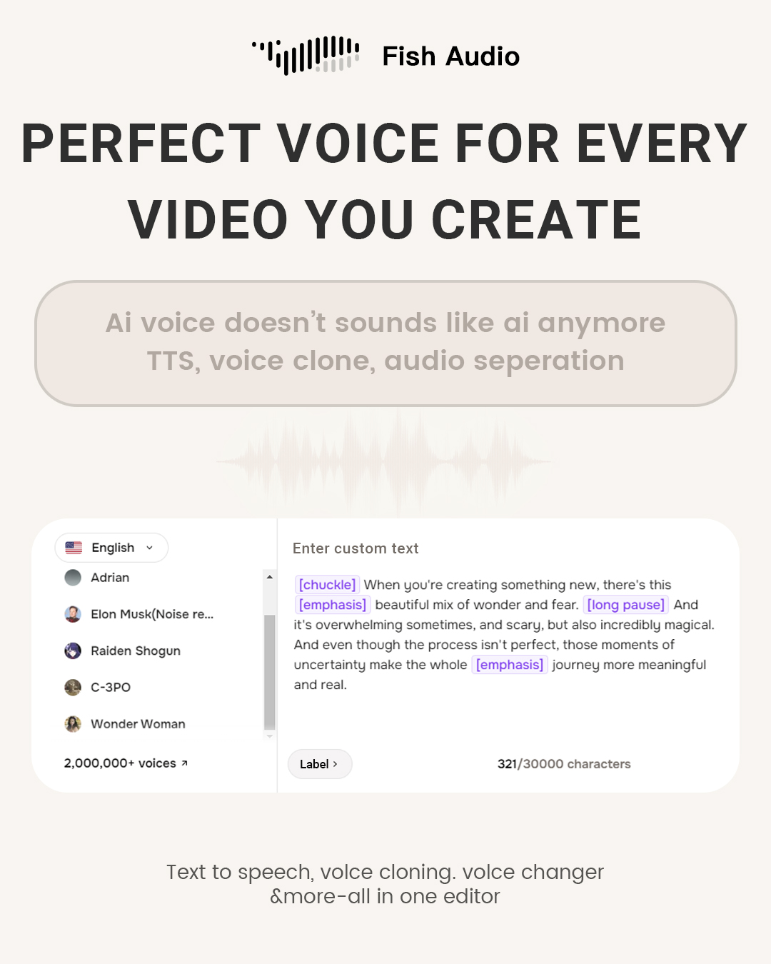 Fish Audio Facebook ad: Fish Audio | Trusted by 1,000,000+ Creators | Most…