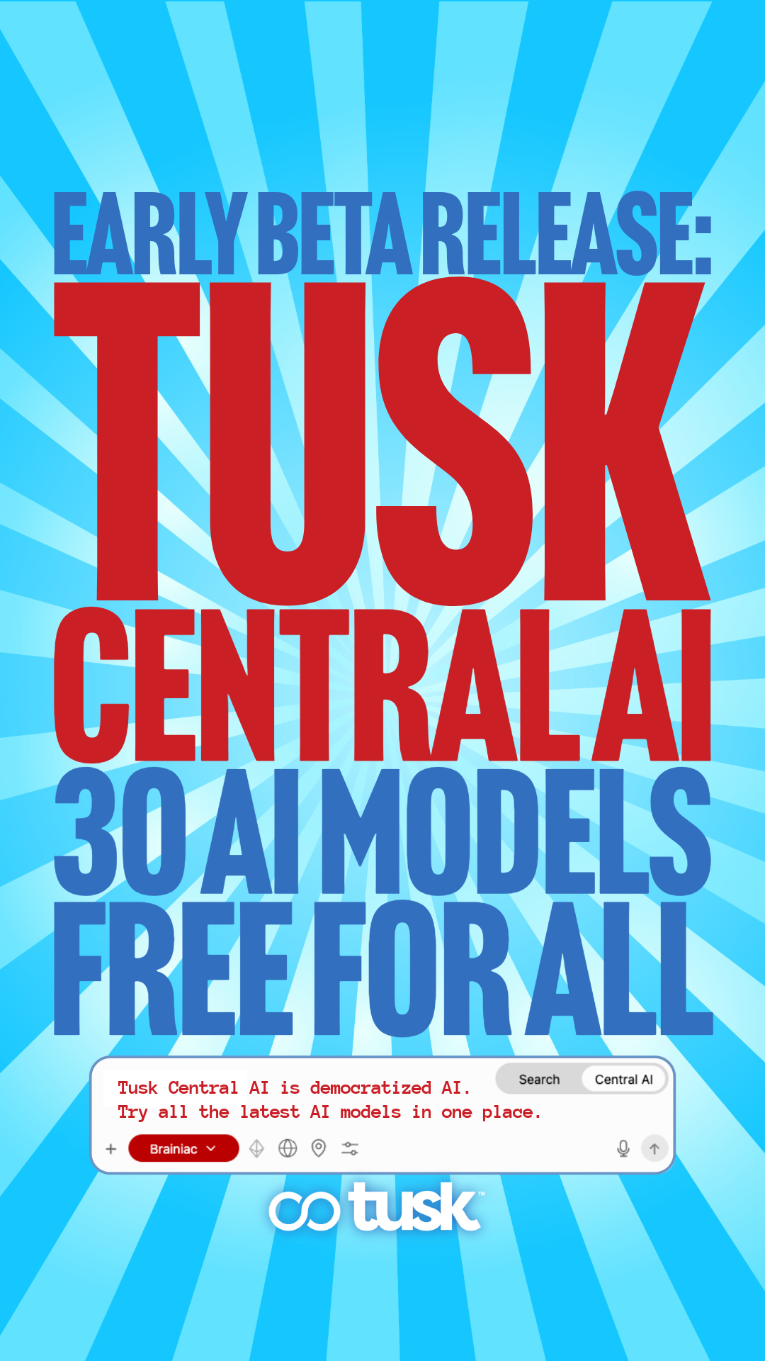 TUSK Facebook ad: Free AI that doesn't run out
