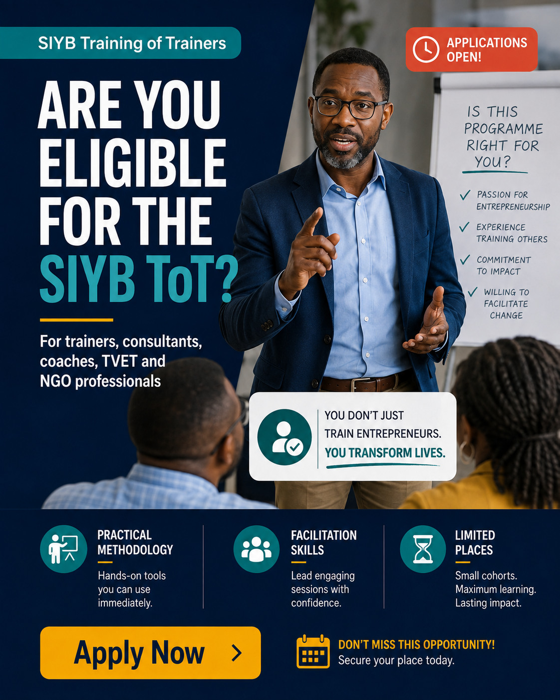 Elimu Masters Hub Facebook ad: Are You Eligible for the SIYB ToT?