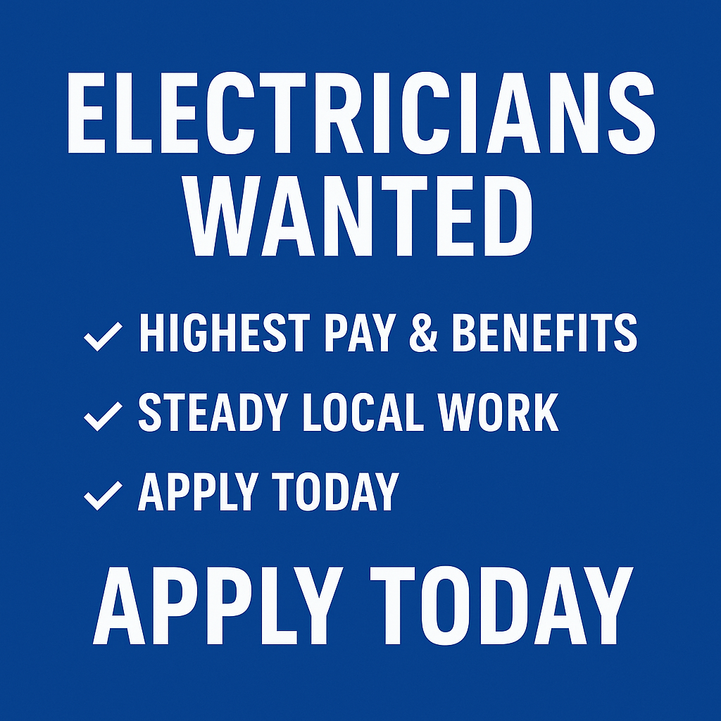 Electrical Workers Local 229 Facebook ad: Local Work, Competitive Pay Guaranteed