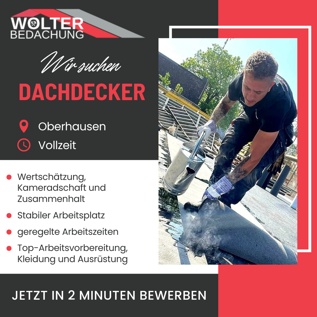 Wolter Bedachung Facebook ad: Wir suchen Dachdecker!