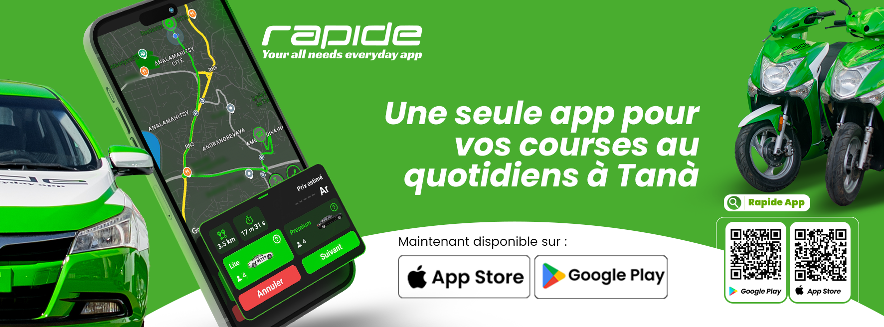 Rapide App Facebook ad: Service de transport sur tout Tanà