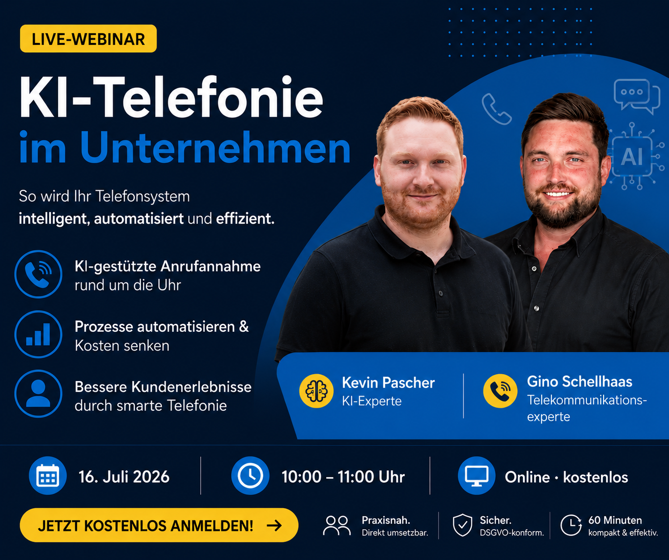 aconitas GmbH Facebook ad: KI-Telefonie live erleben, kostenloses Webinar