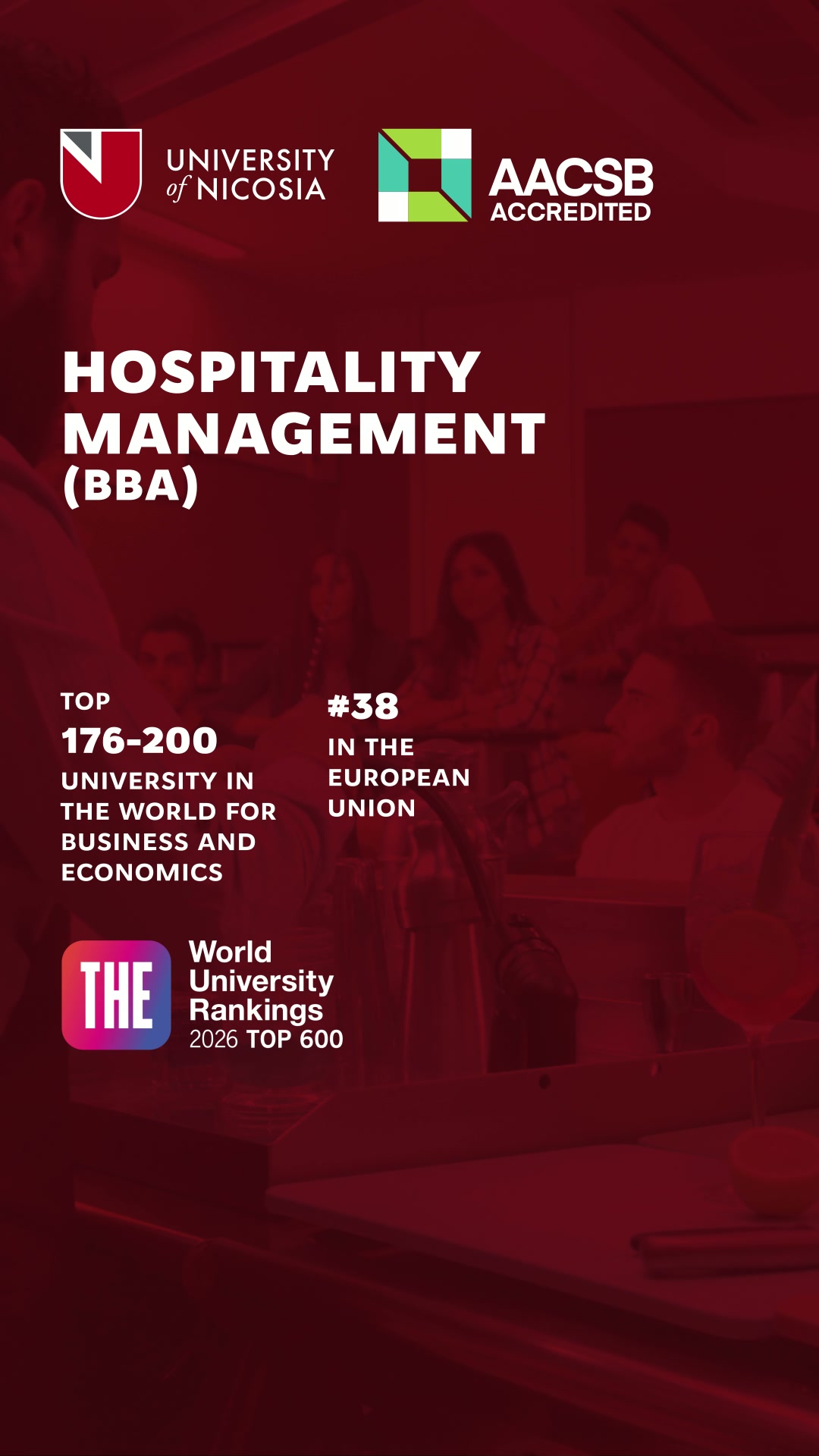 University of Nicosia Facebook ad: Earn a BBA in Hospitality Management