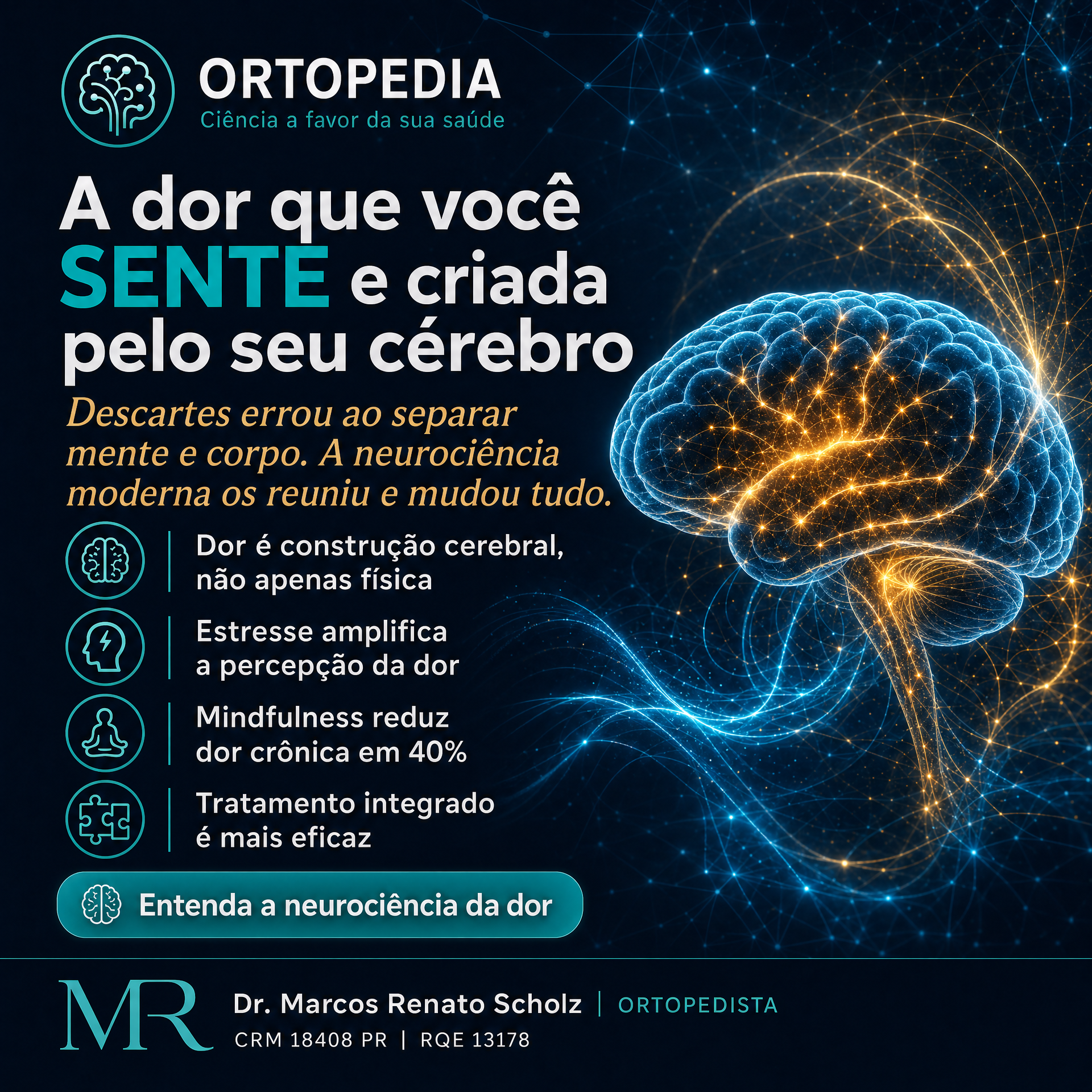 Clínica Doutores Resolvem Rio Negro/PR Facebook ad: A dor que você SENTE é criada pelo seu cérebro