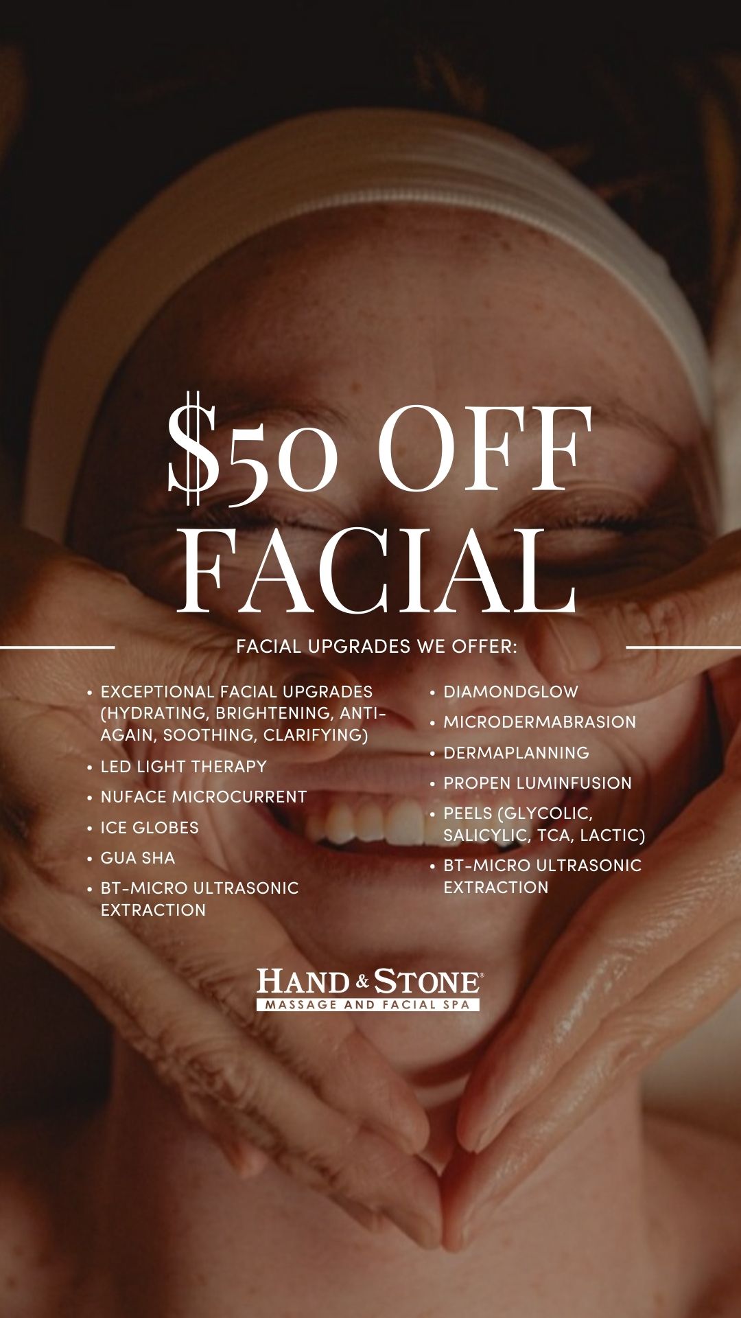 Hand & Stone Massage and Facial Spa Facebook ad from Feb 6, 2026