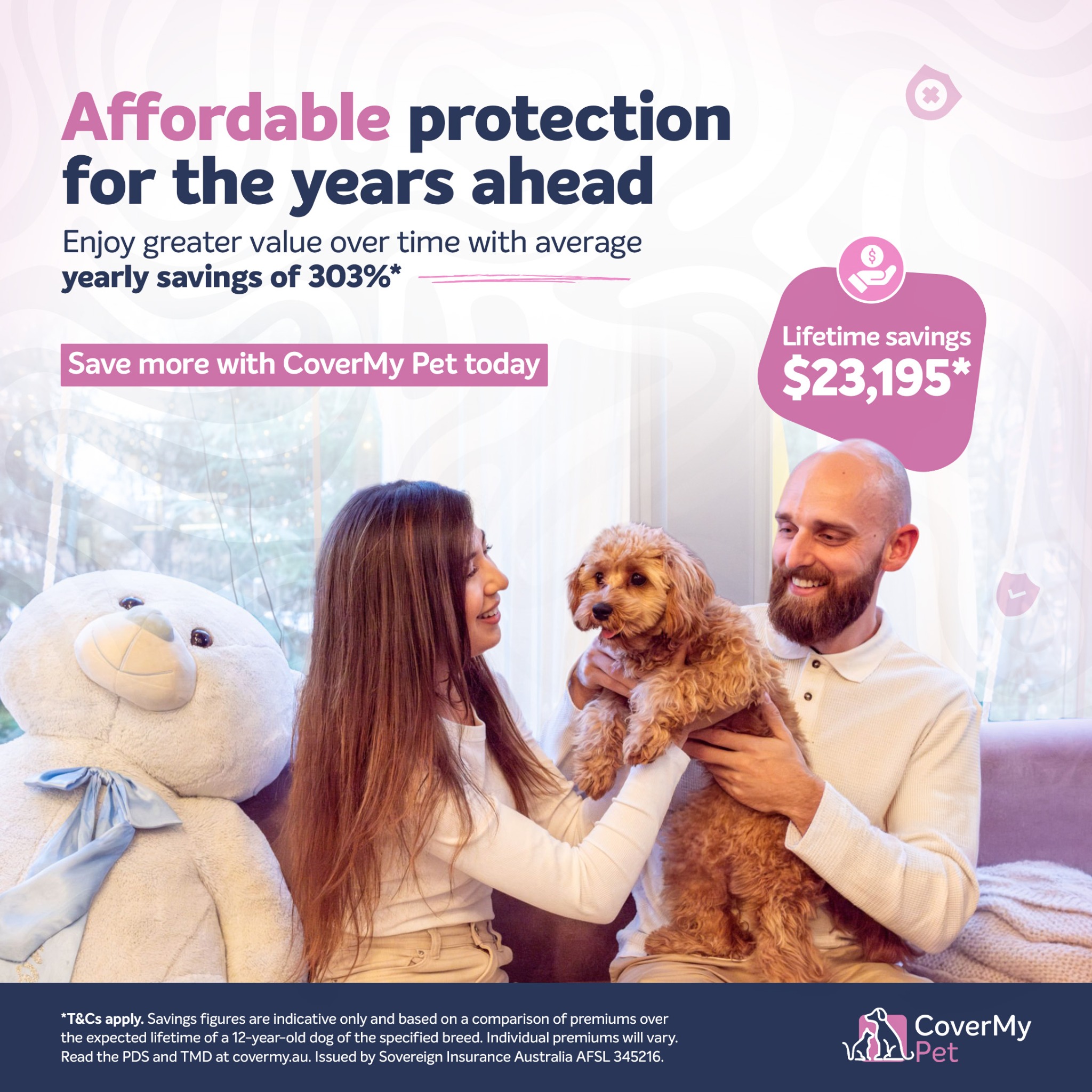 CoverMy Pet Australia Facebook ad: Save more over your pup's lifetime