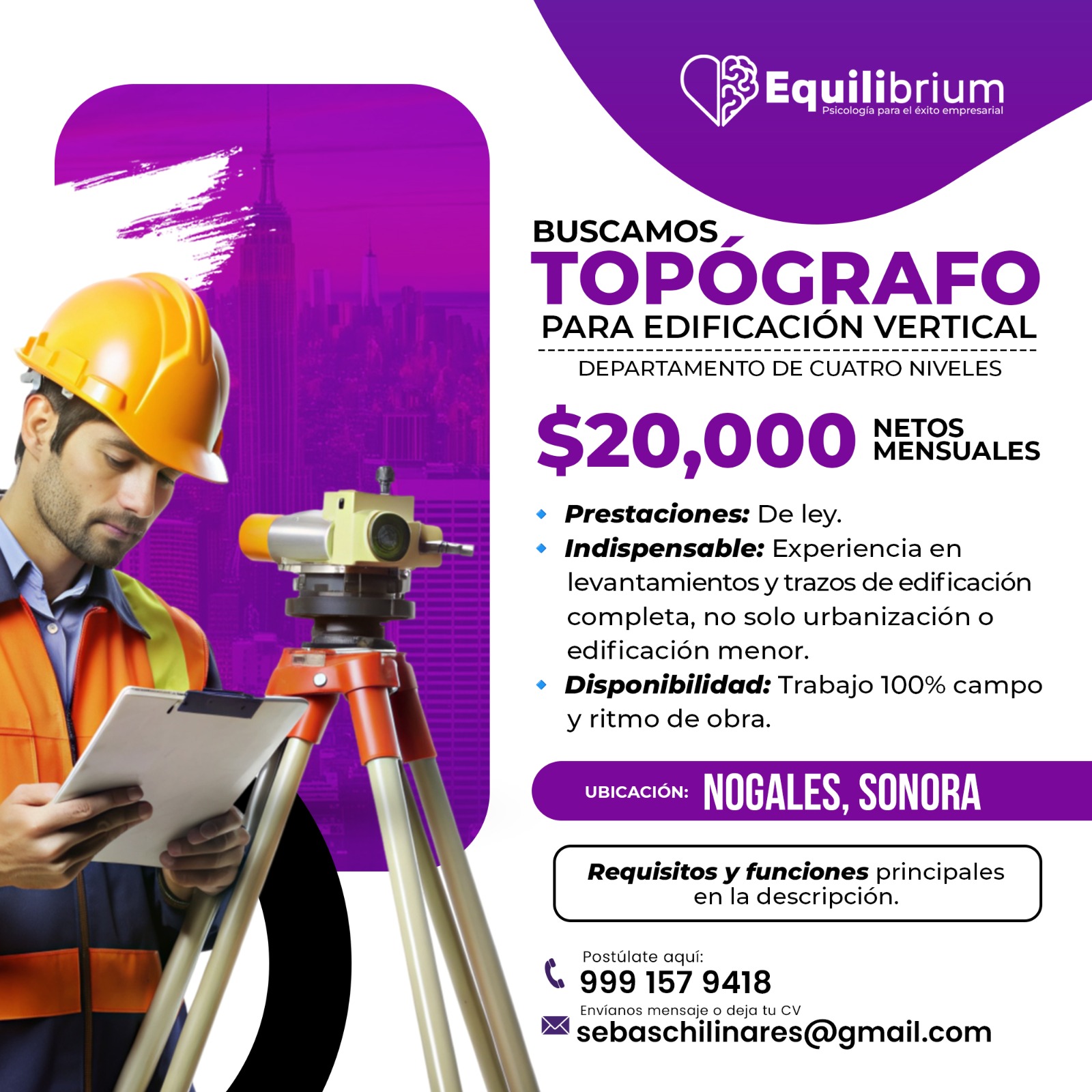 Equilibrium Expertos en Recursos Humanos y Psicología Empresarial Facebook ad: Envíanos tu CV