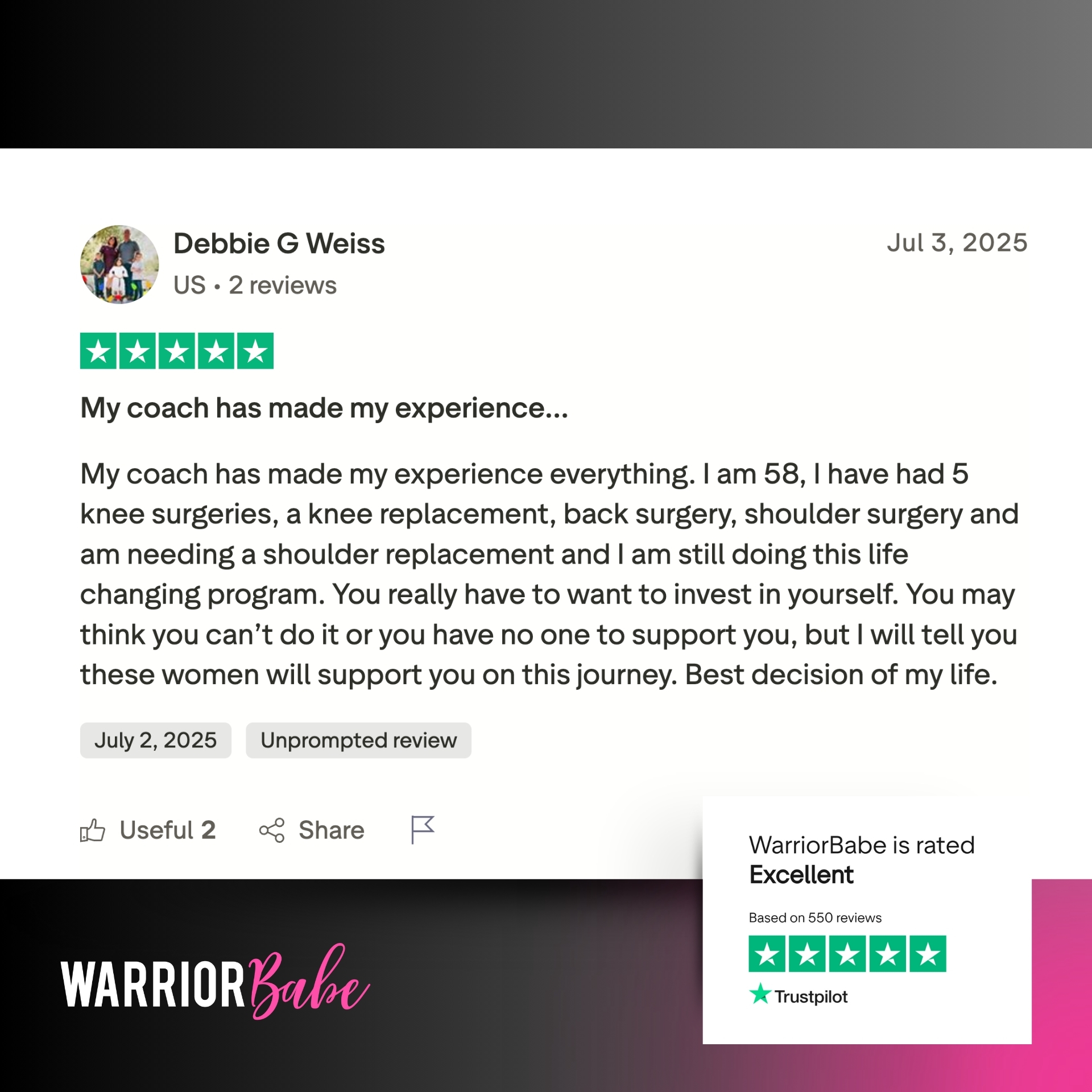 WarriorBabe Facebook ad