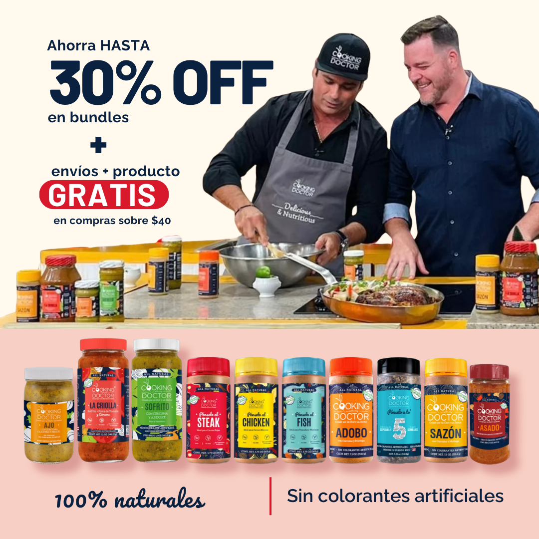 Cooking with my Doctor Facebook ad: HASTA 30% OFF EN COMBOS + ENVÍOS GRATIS $40+