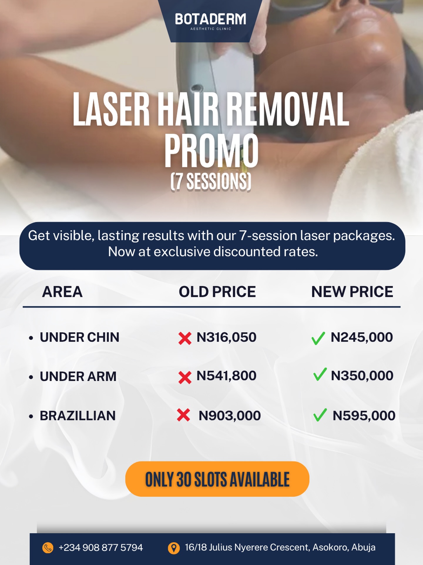 Botaderm Clinic Aesthetic clinic in Benin and Abuja Facebook ad: Imagine never having to worry about underarm shadows…