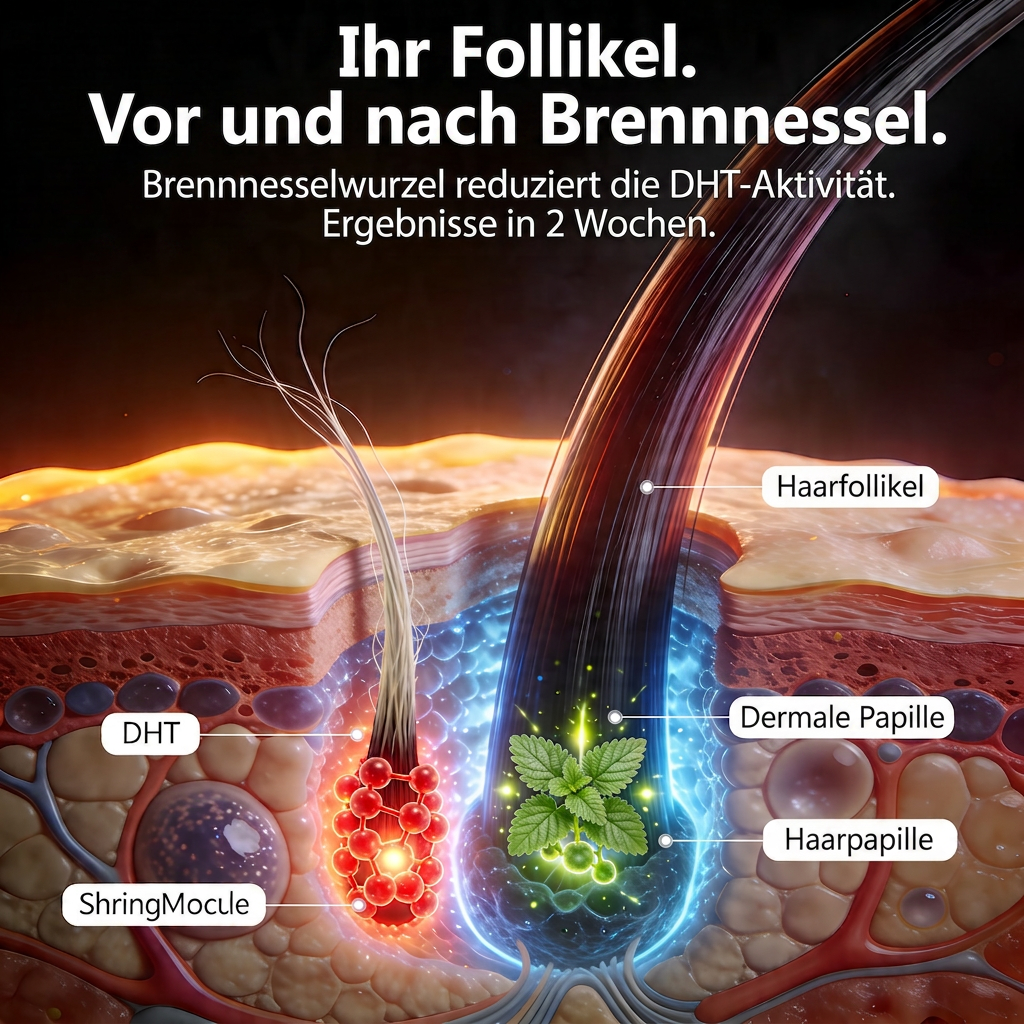 Bio Kosmetik - InaEssentials.de Facebook ad: DHT schädigt Ihre Haarfollikel von innen