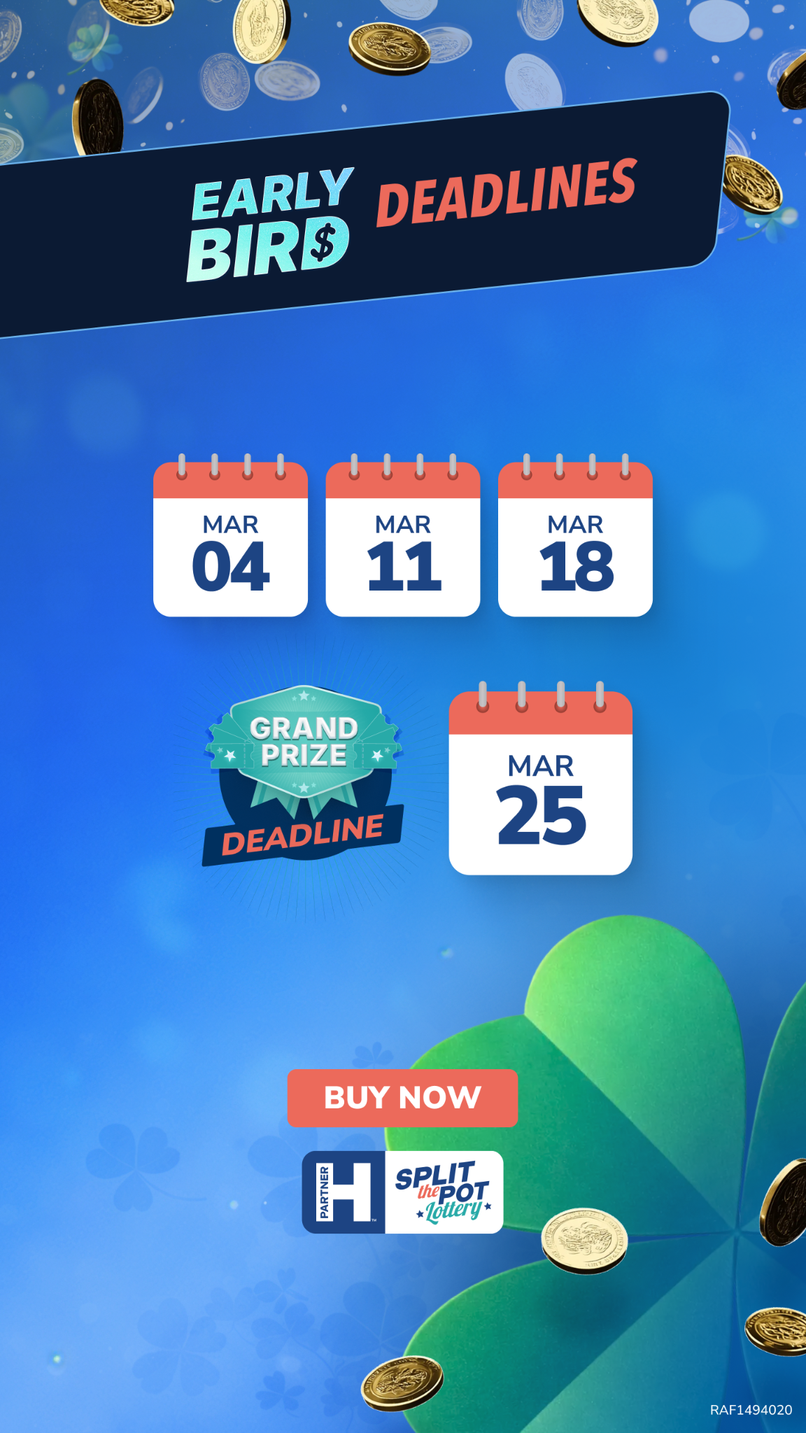 Split the Pot Lottery Facebook ad from Mar 9, 2026