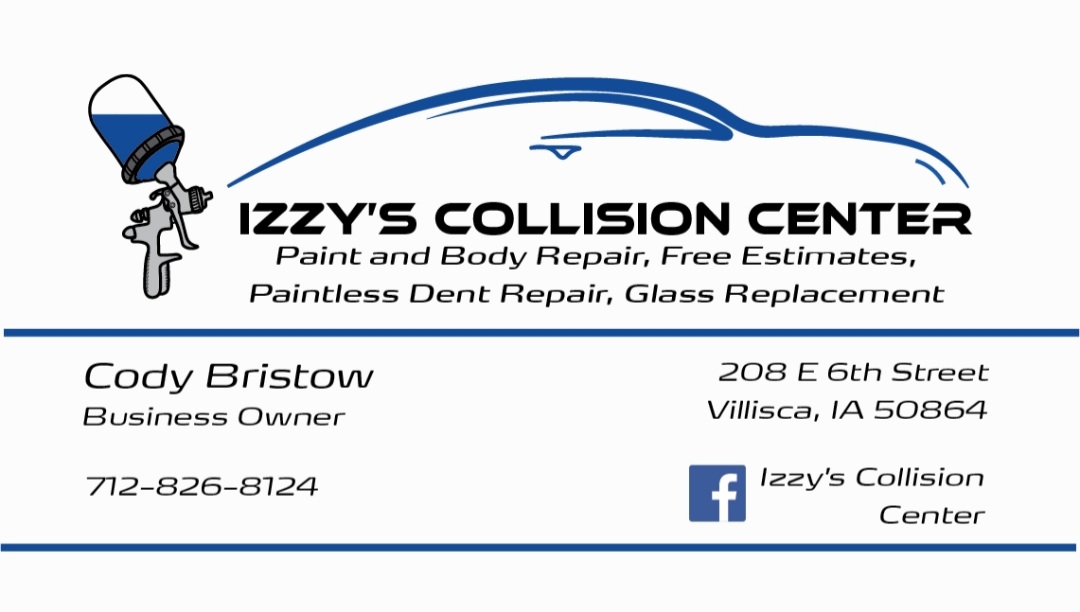 Izzy's Collision Center Facebook ad: Here at Izzy's Collison Center we take pride…