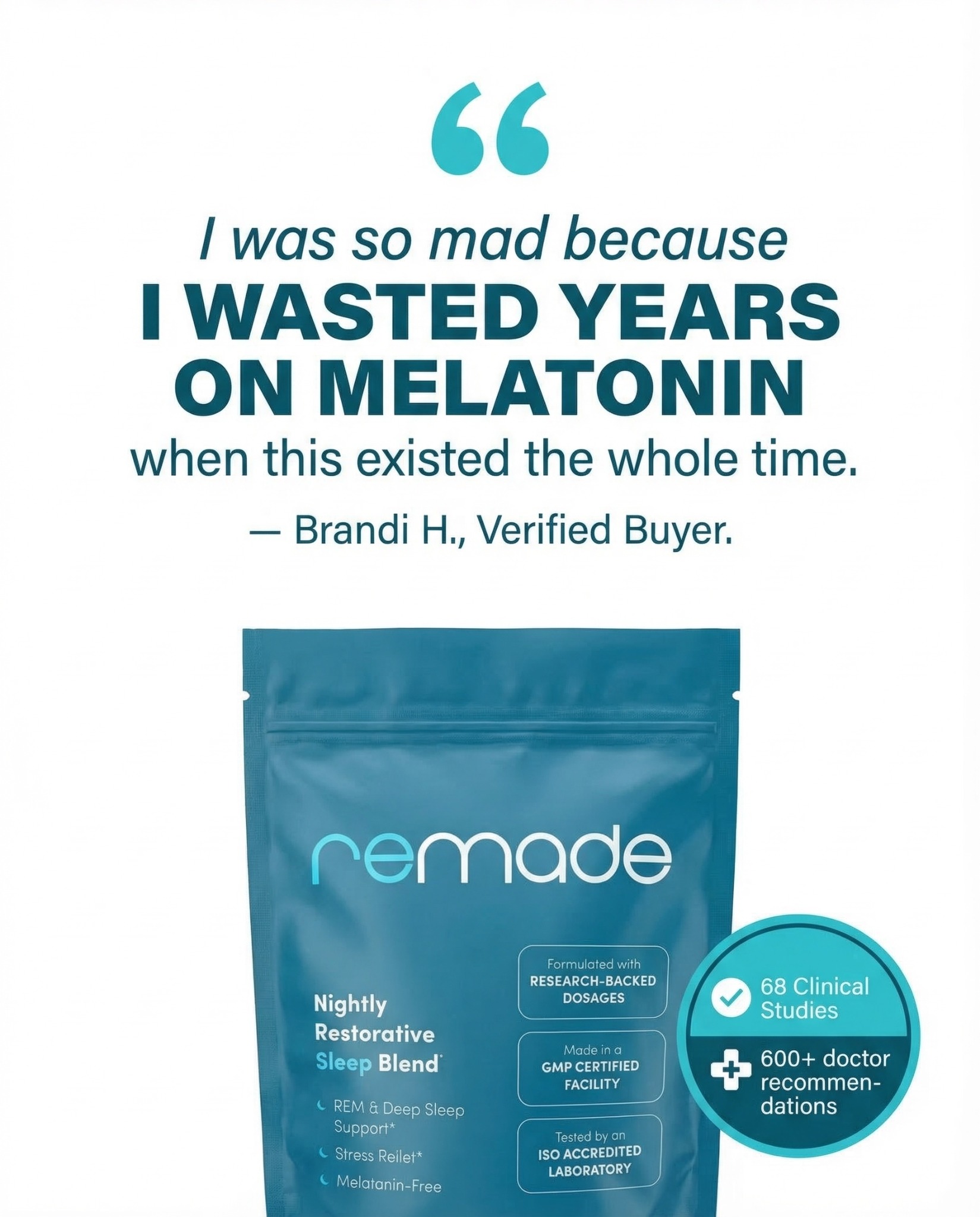 Remade Restorative Sleep Supplement Facebook ad