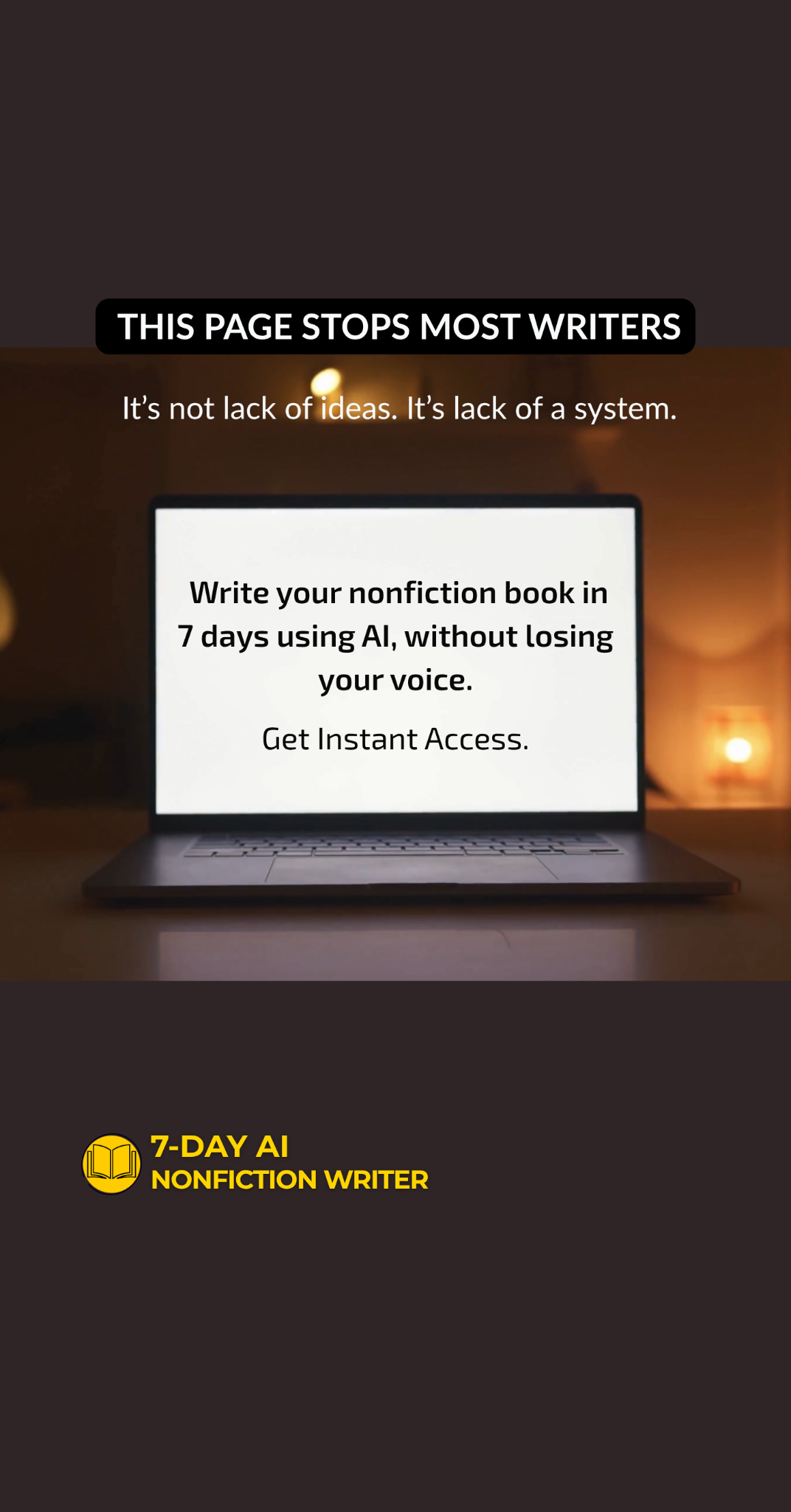7 Day AI Writer Facebook ad from Apr 6, 2026