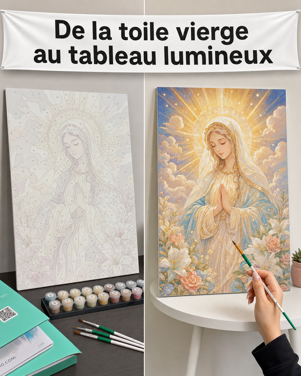 Davincified France Facebook ad: Trouvez la paix en peignant votre foi