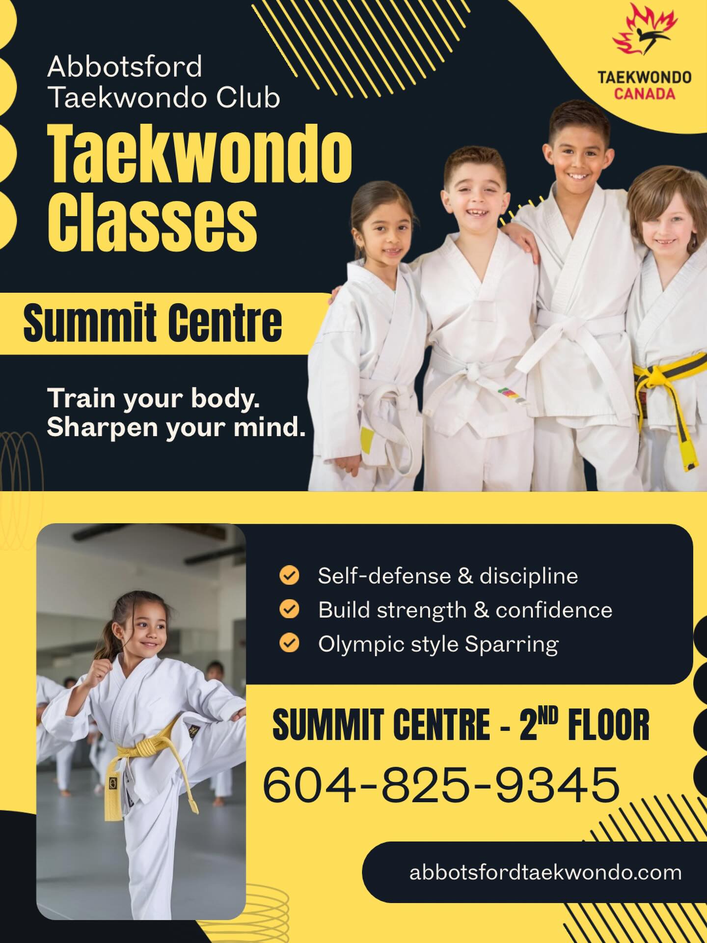 Abbotsford Taekwondo Club Facebook ad: Get your kids kicking with confidence!