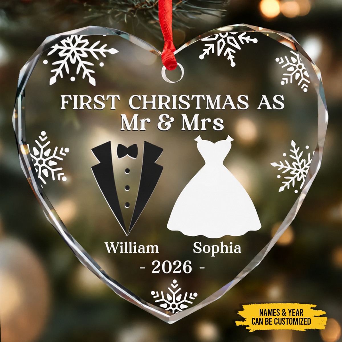 Gift Soul - Personalised Gifts UK Facebook ad: Custom glass ornaments made for couples celebrating their…