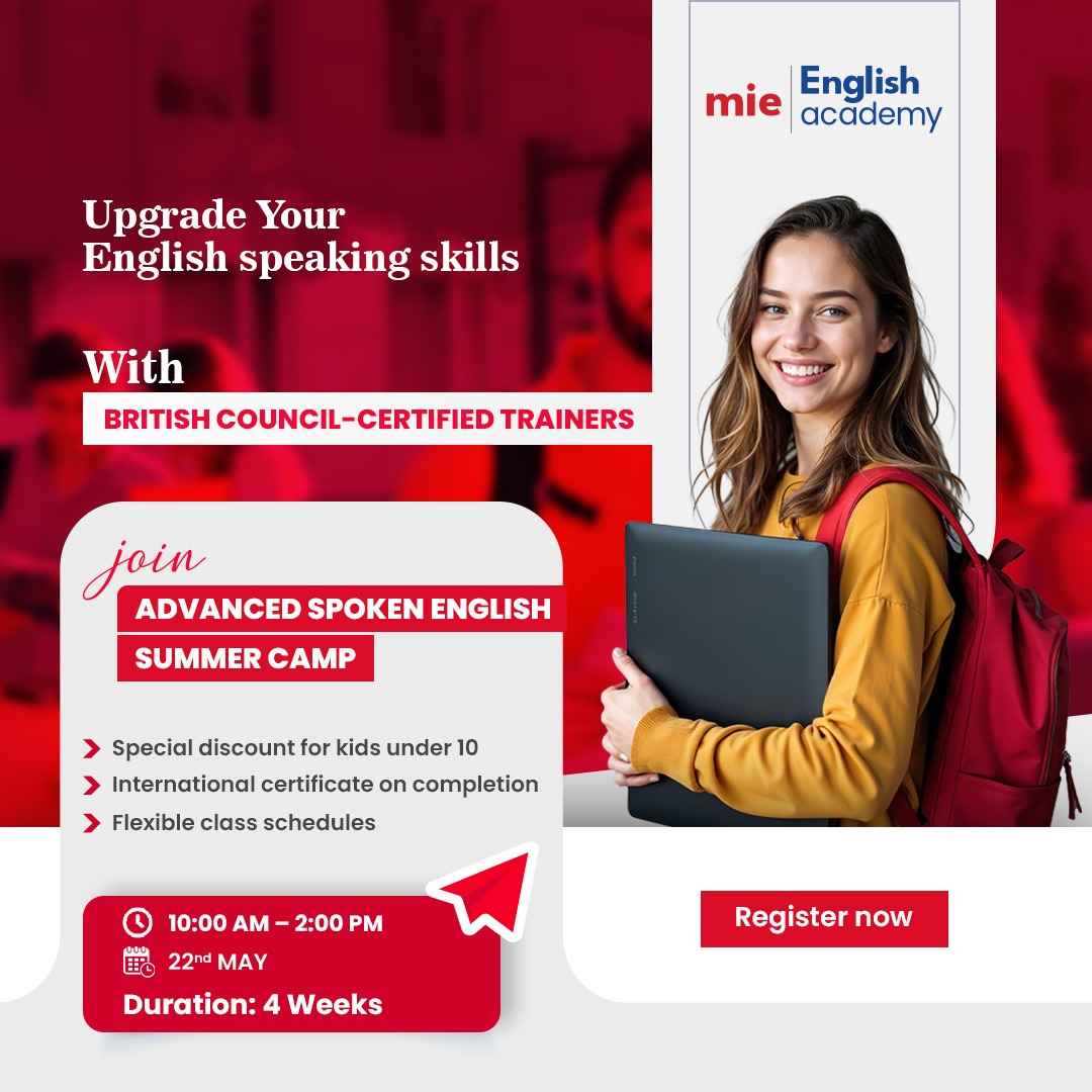 MIE English Academy - Pakistan Facebook ad: Stop struggling with spoken English!