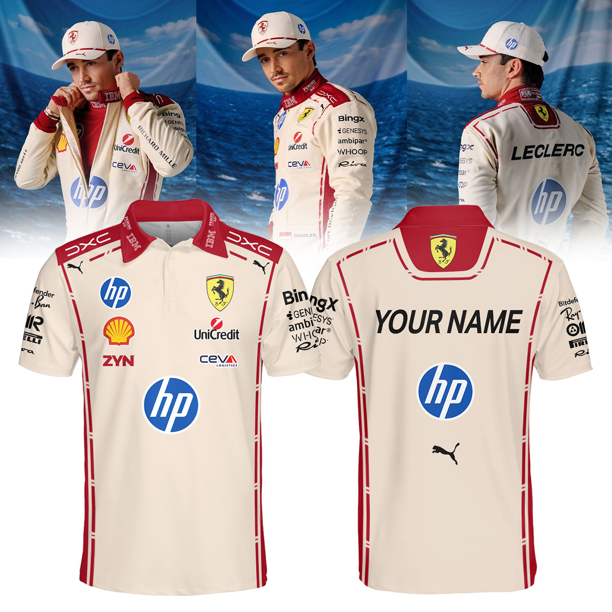 Scuderia Ferrari HP Fans Facebook ad: Charles’ special Monaco Grand Prix polo.