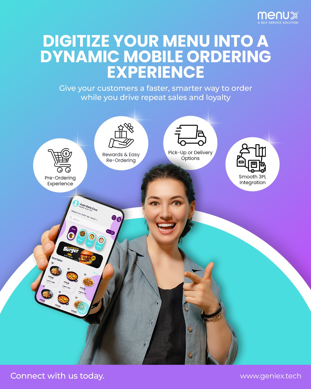 MenuX Facebook ad: Upgrade to Mobile App Ordering!