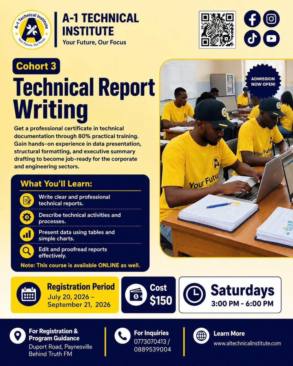 A-1 Technical Institute Facebook ad: ππ¨π‘π¨π«π π π«ππ π’π¬ππ«πππ’π¨π§ π’π¬ π¨π©ππ§.