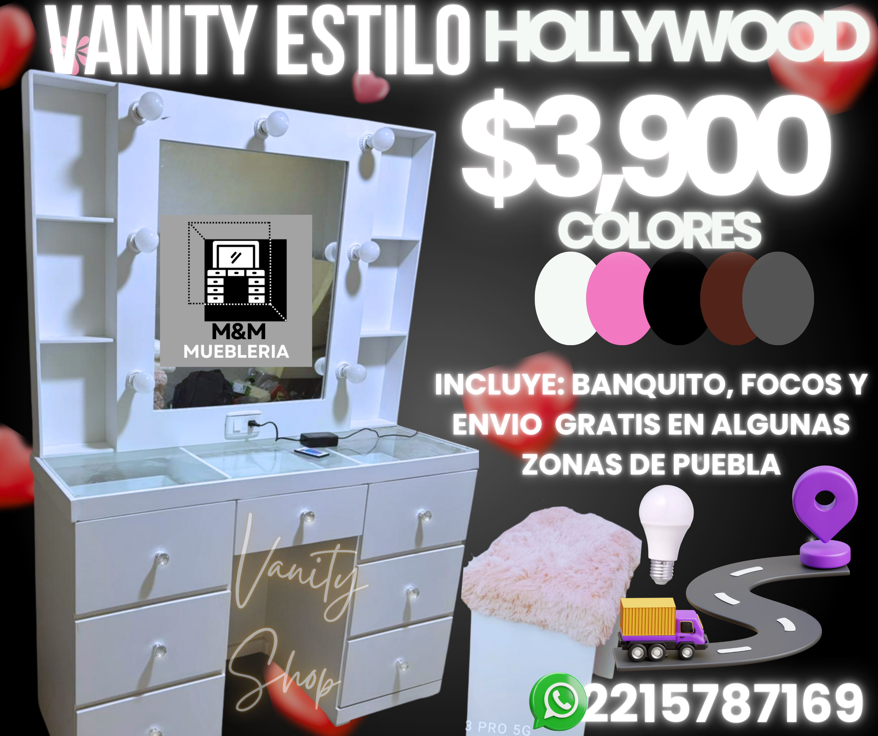 Vanity'Shop Facebook ad: ¡DESCUBRE EL TOCADOR HOLLYWOOD DE TUS SUEÑOS!