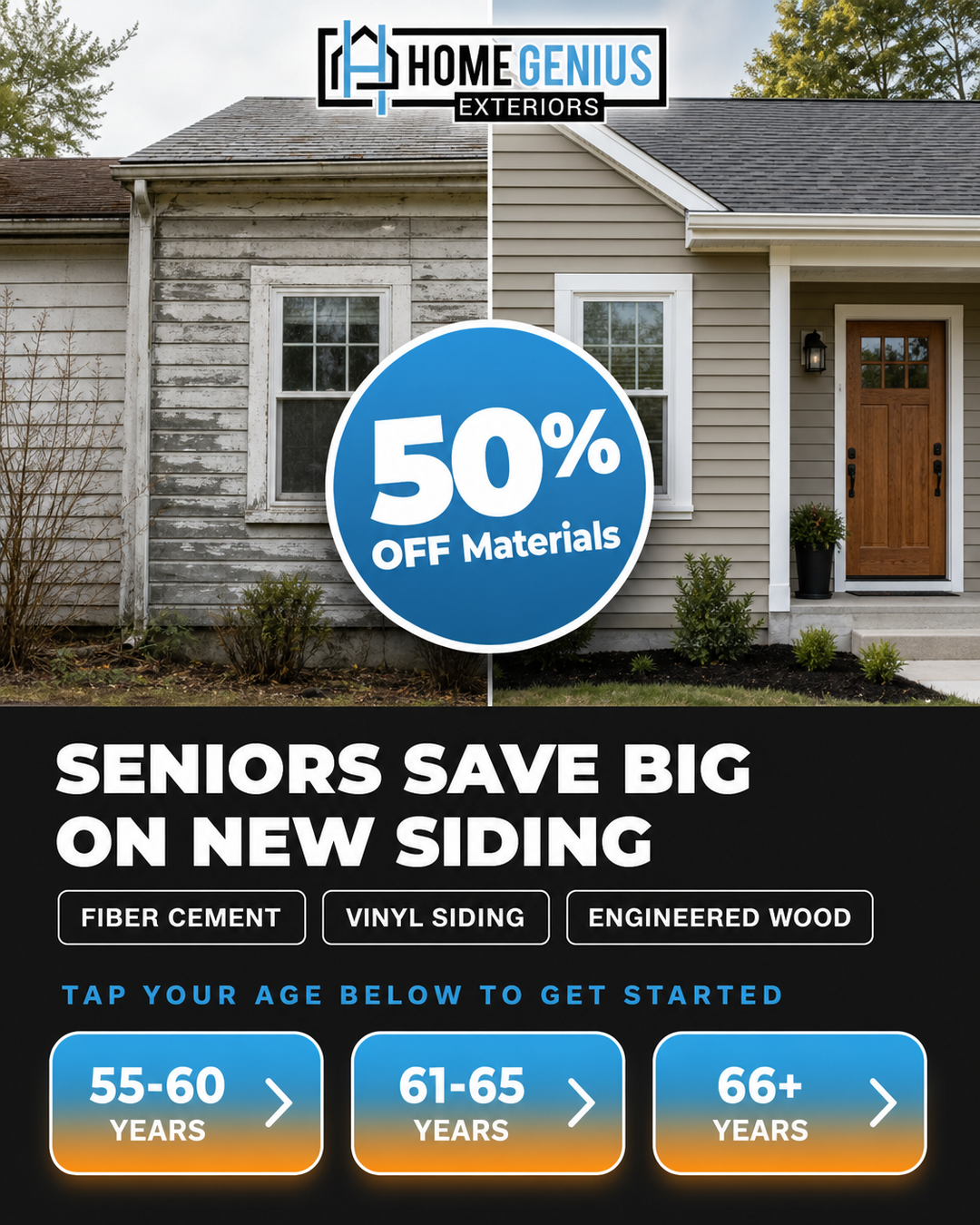 Home Genius Exteriors Facebook ad