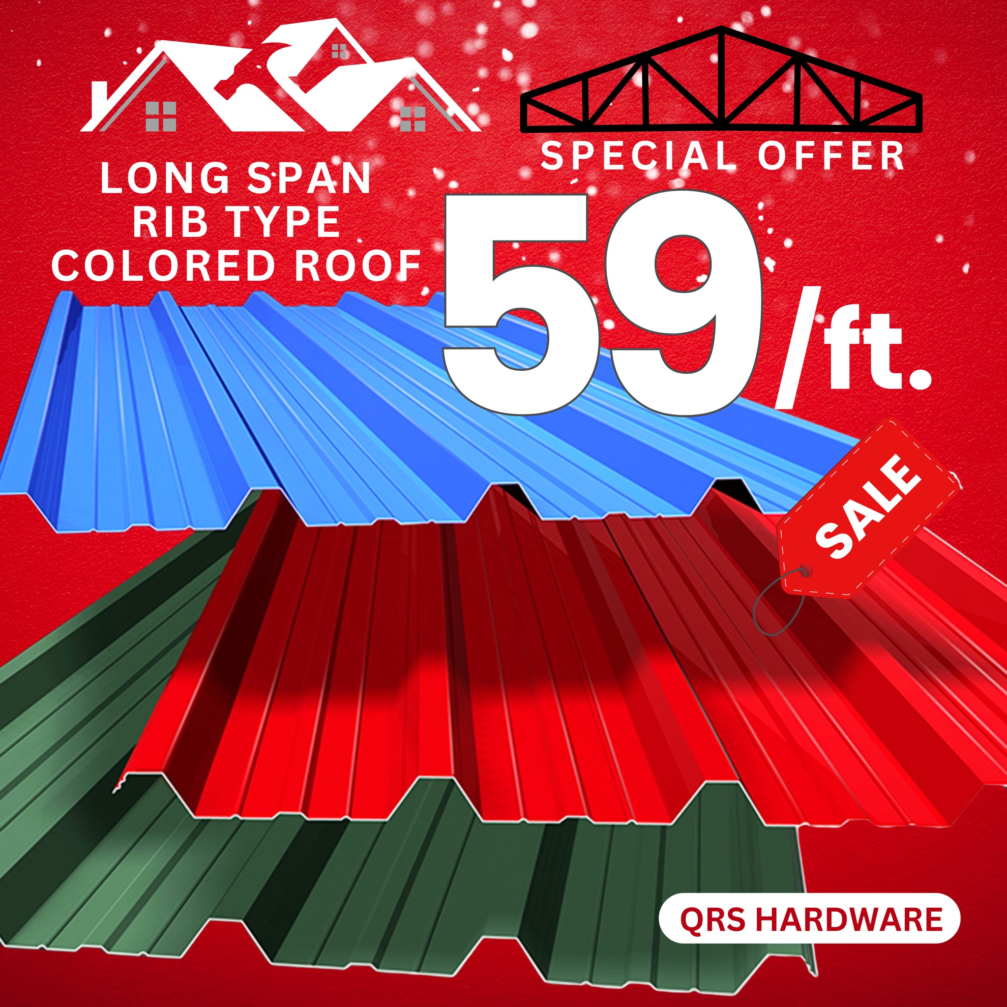 Quezon Roofing & Steel Tayabas Facebook ad: Long Span Rib Type 59/ft.