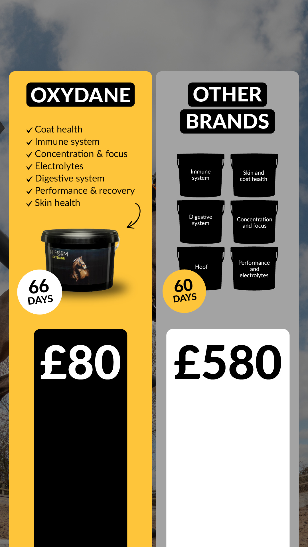 Hi Form Equine UK Facebook ad: Purely Natural, Human-Grade Horse Supplements