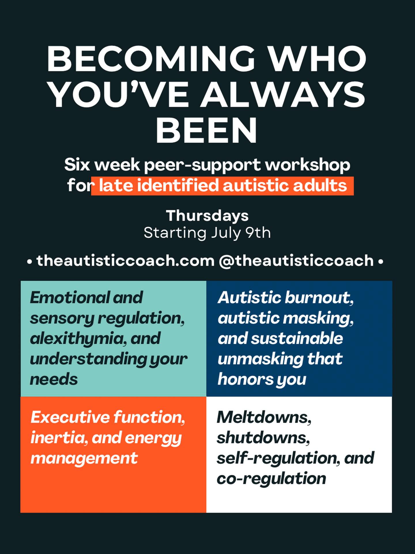 The #ActuallyAutistic Coach Facebook ad: Late Identified Autistics Life Coaching Group | Autism…