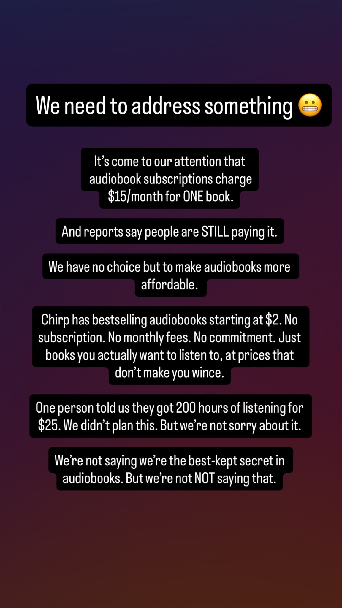 Chirp Facebook ad