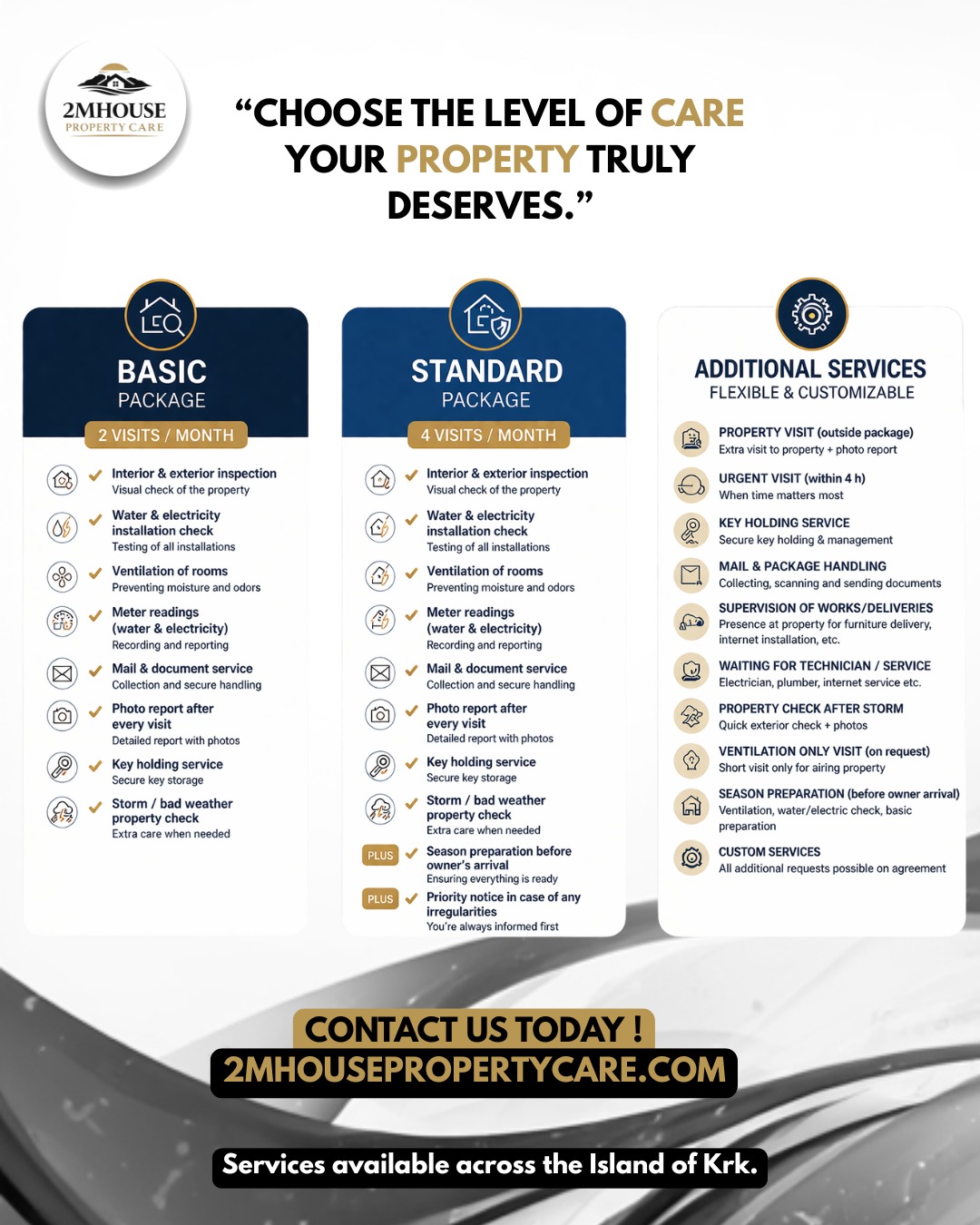 2MHouse Property Care Facebook ad: Property care, without the stress.