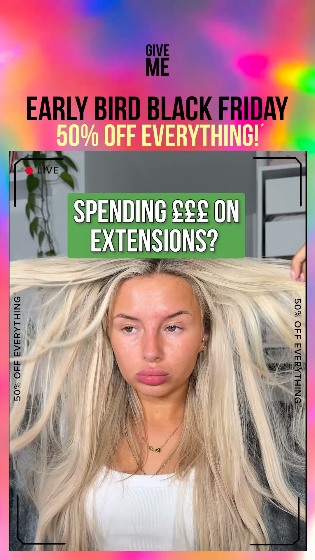 Give Me Cosmetics Facebook ad: 50% OFF