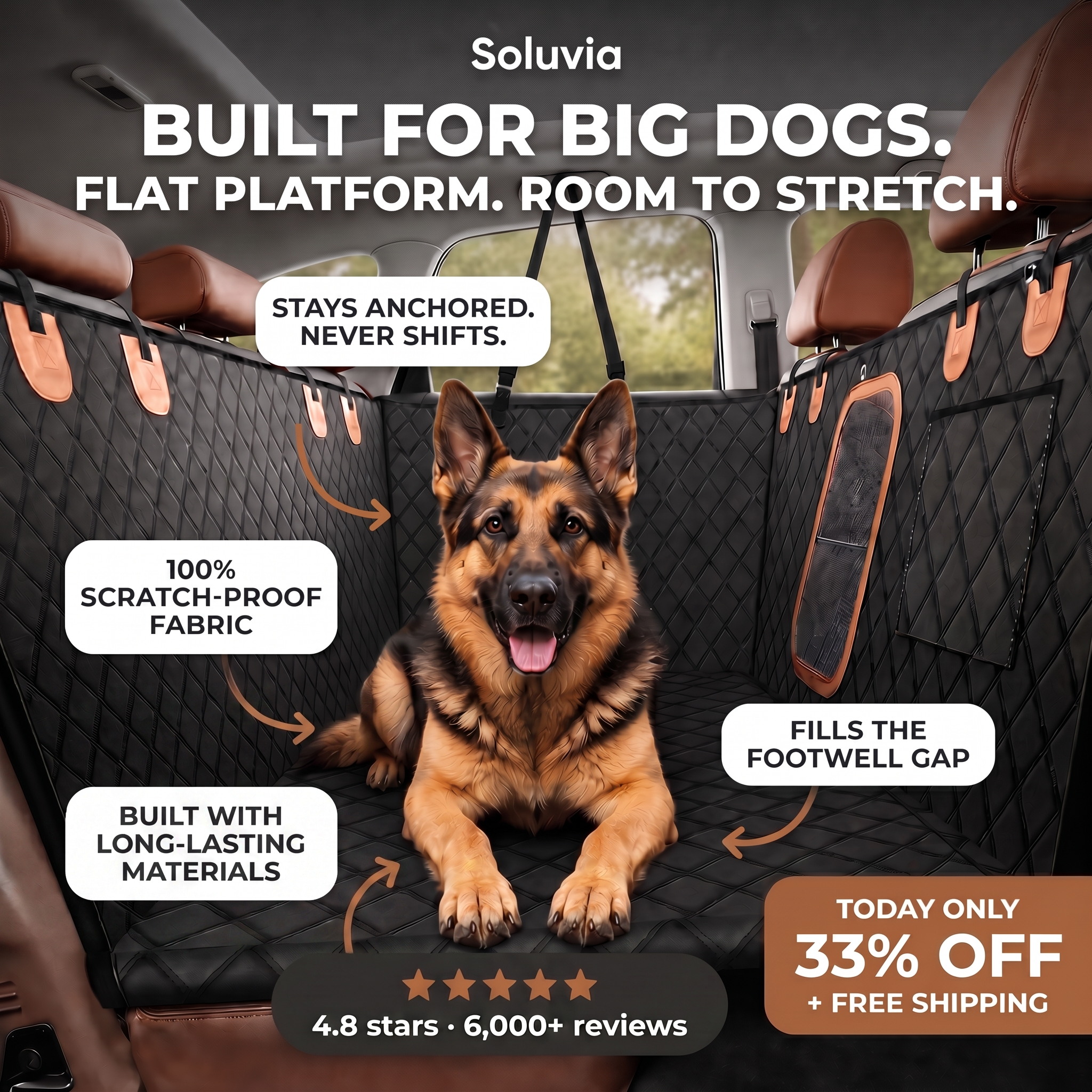 Soluvia Facebook ad: The Last Dog Seat Cover You'll Buy