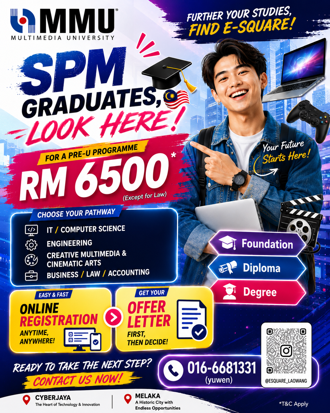 E-Square Malaysia Facebook ad: Only RM6,500 to start your Pre-University journey!