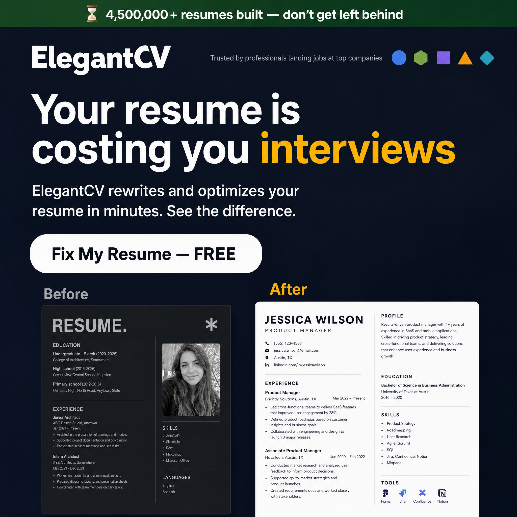 Elegant CV Facebook ad